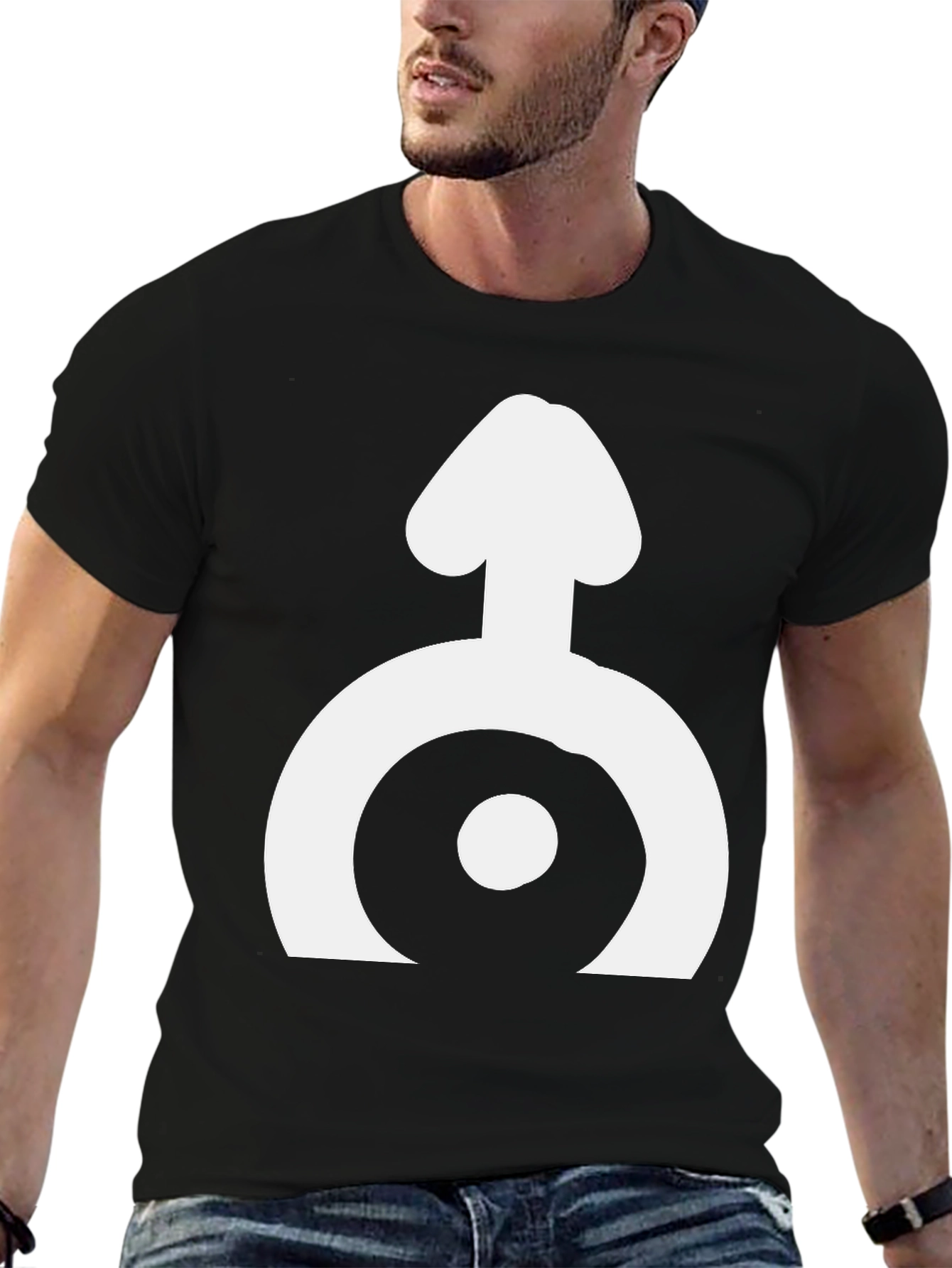 Black T-Shirt with White Symbol Design