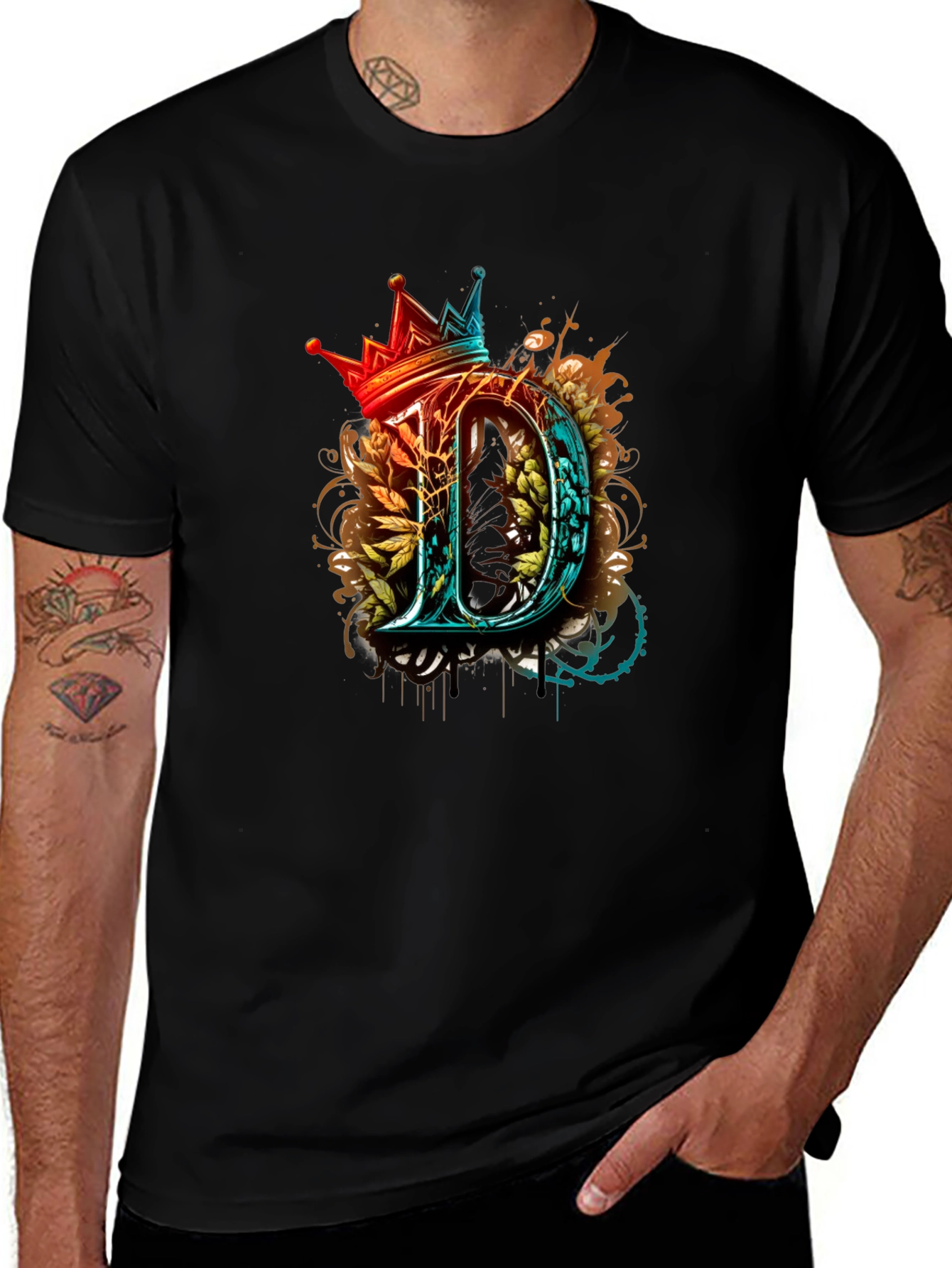 King D Graphic Tee - Unique Crown Letter Shirt