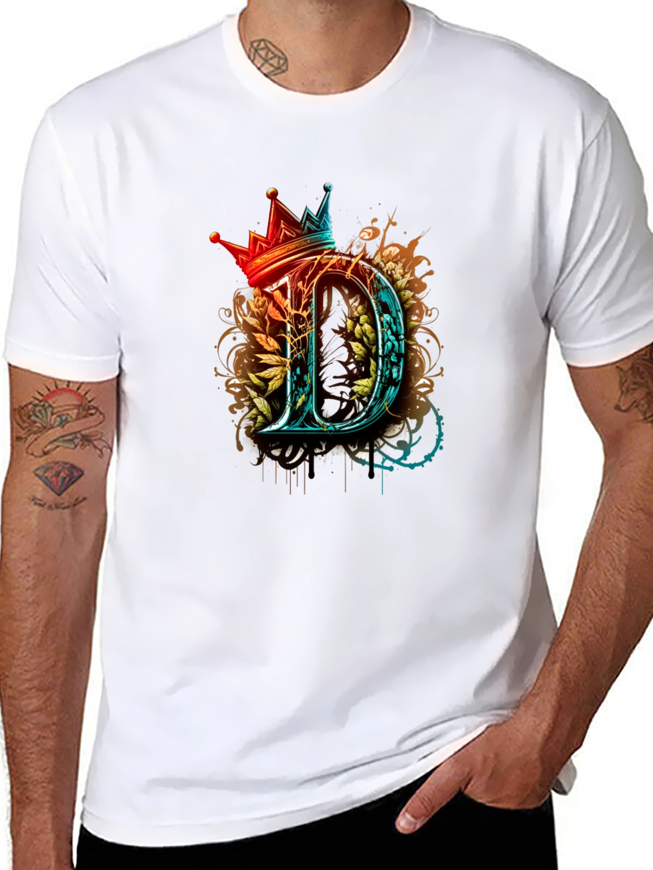 King D Graphic Tee - Unique Crown Letter Shirt