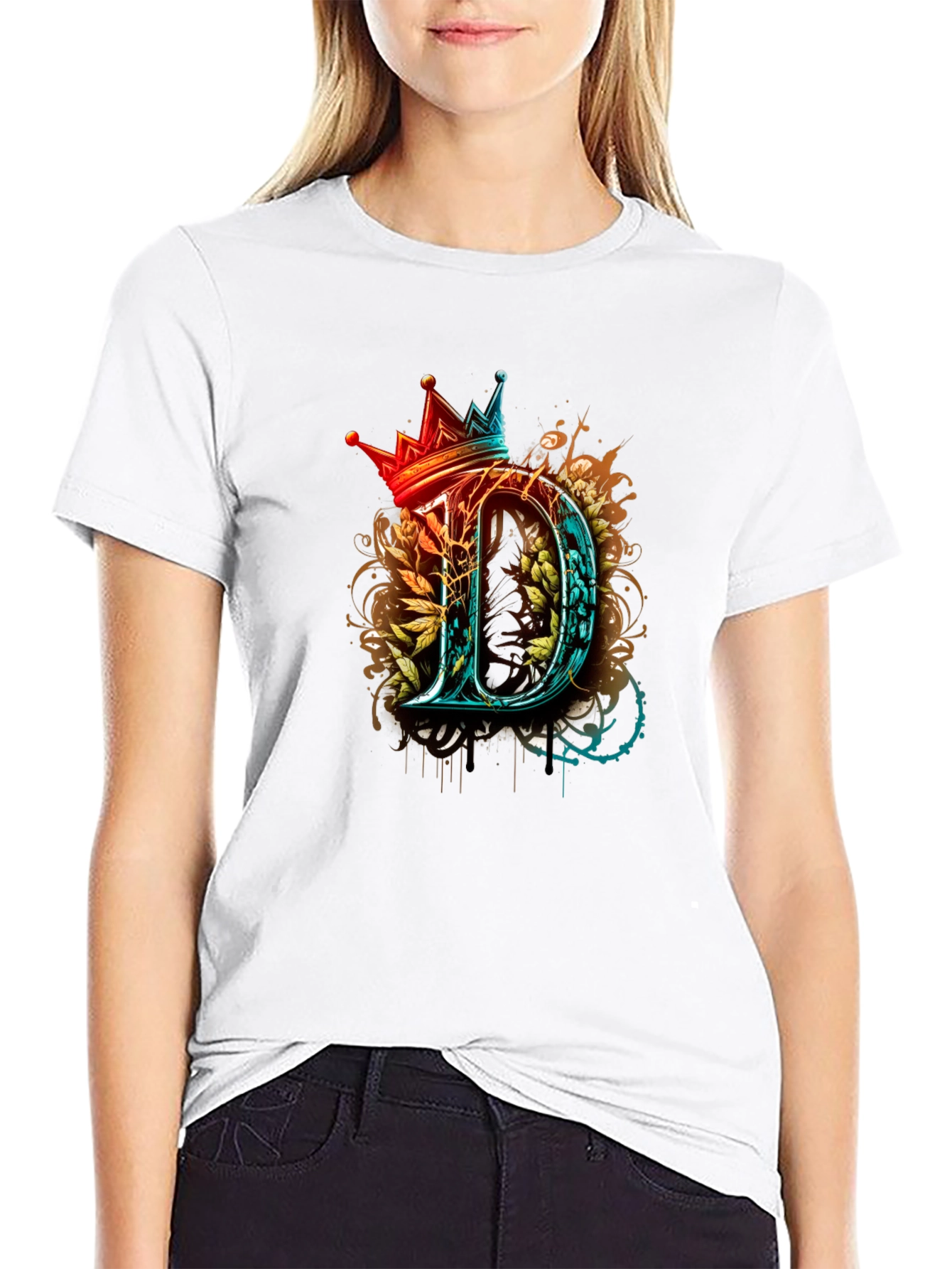 King D Graphic Tee - Unique Crown Letter Shirt