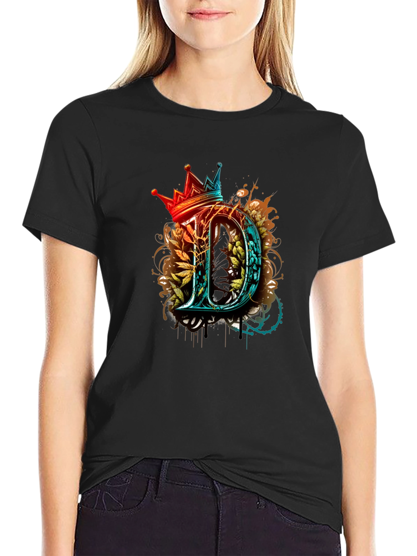 King D Graphic Tee - Unique Crown Letter Shirt