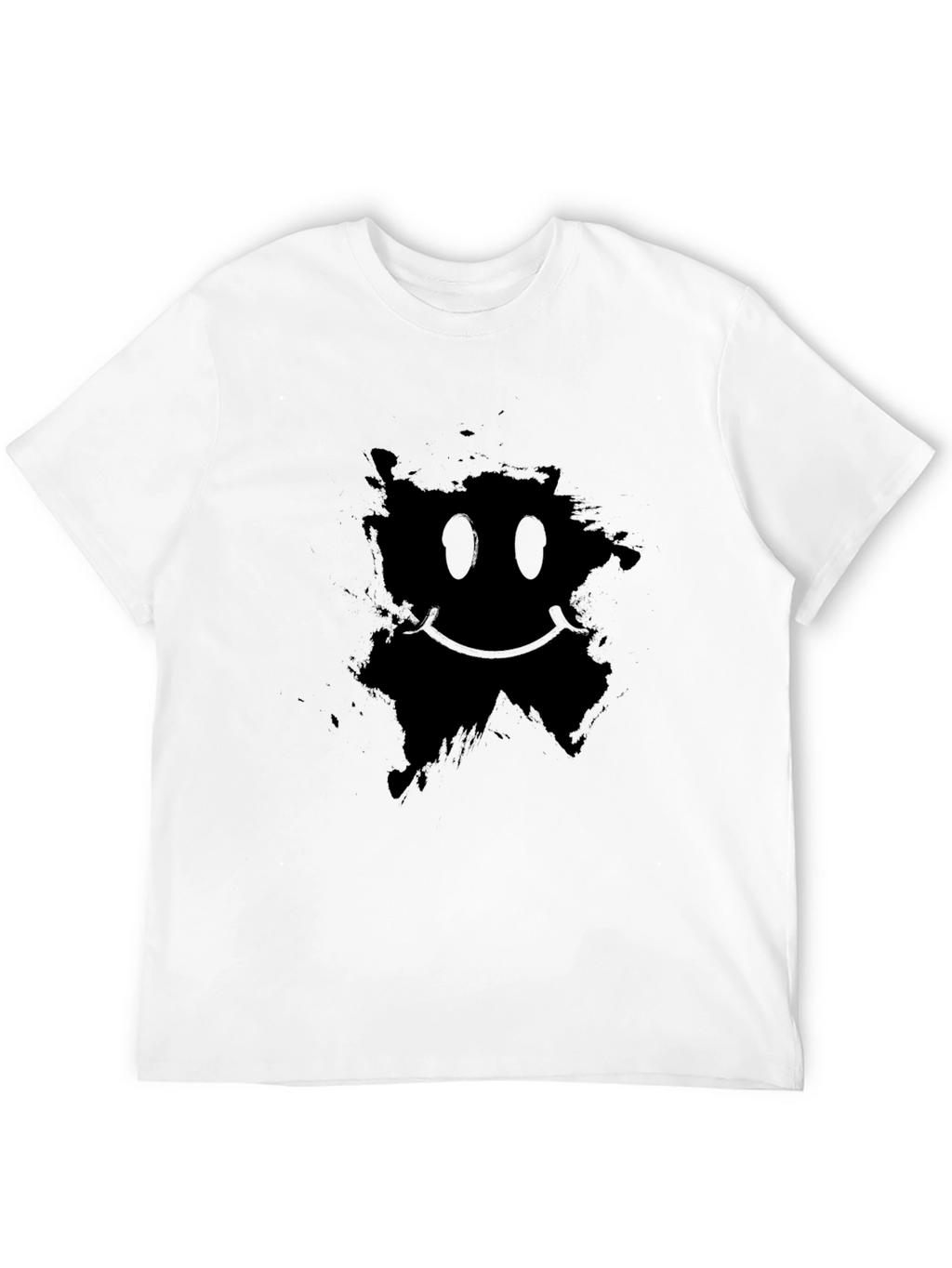 Distressed Smiley Graphic Black T-Shirt