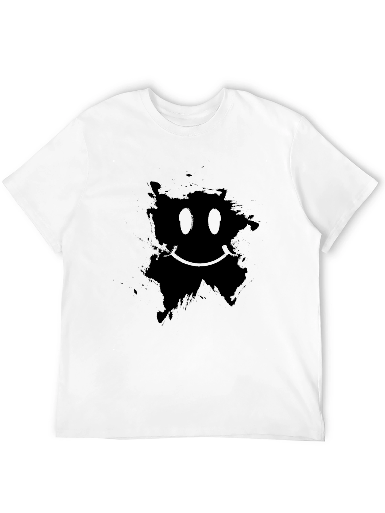 Distressed Smiley Graphic Black T-Shirt