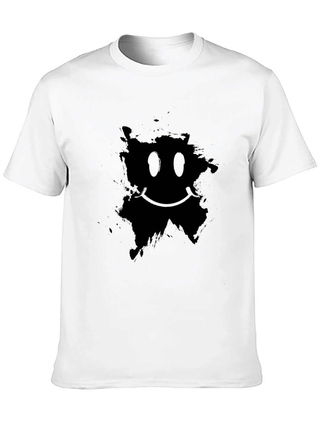 Distressed Smiley Graphic Black T-Shirt