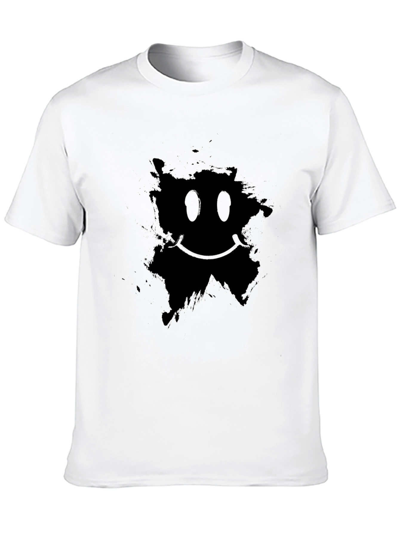 Distressed Smiley Graphic Black T-Shirt