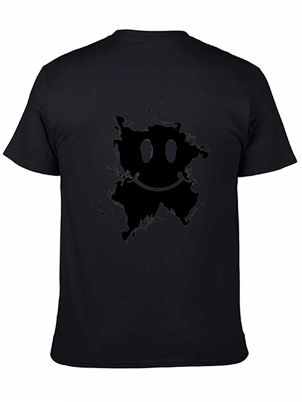 Distressed Smiley Graphic Black T-Shirt