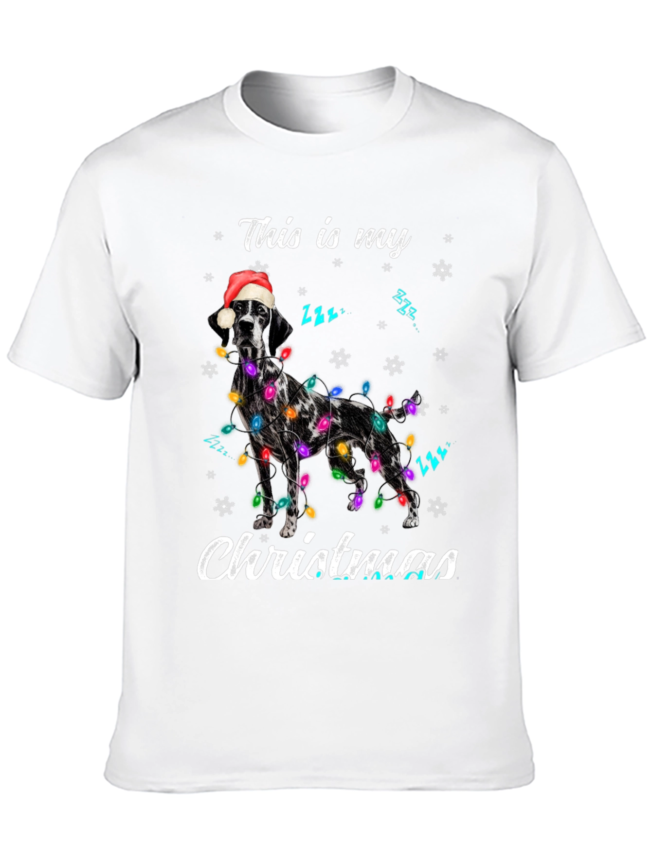 Christmas Dog T-Shirt - Santa Hat & Holiday Lights