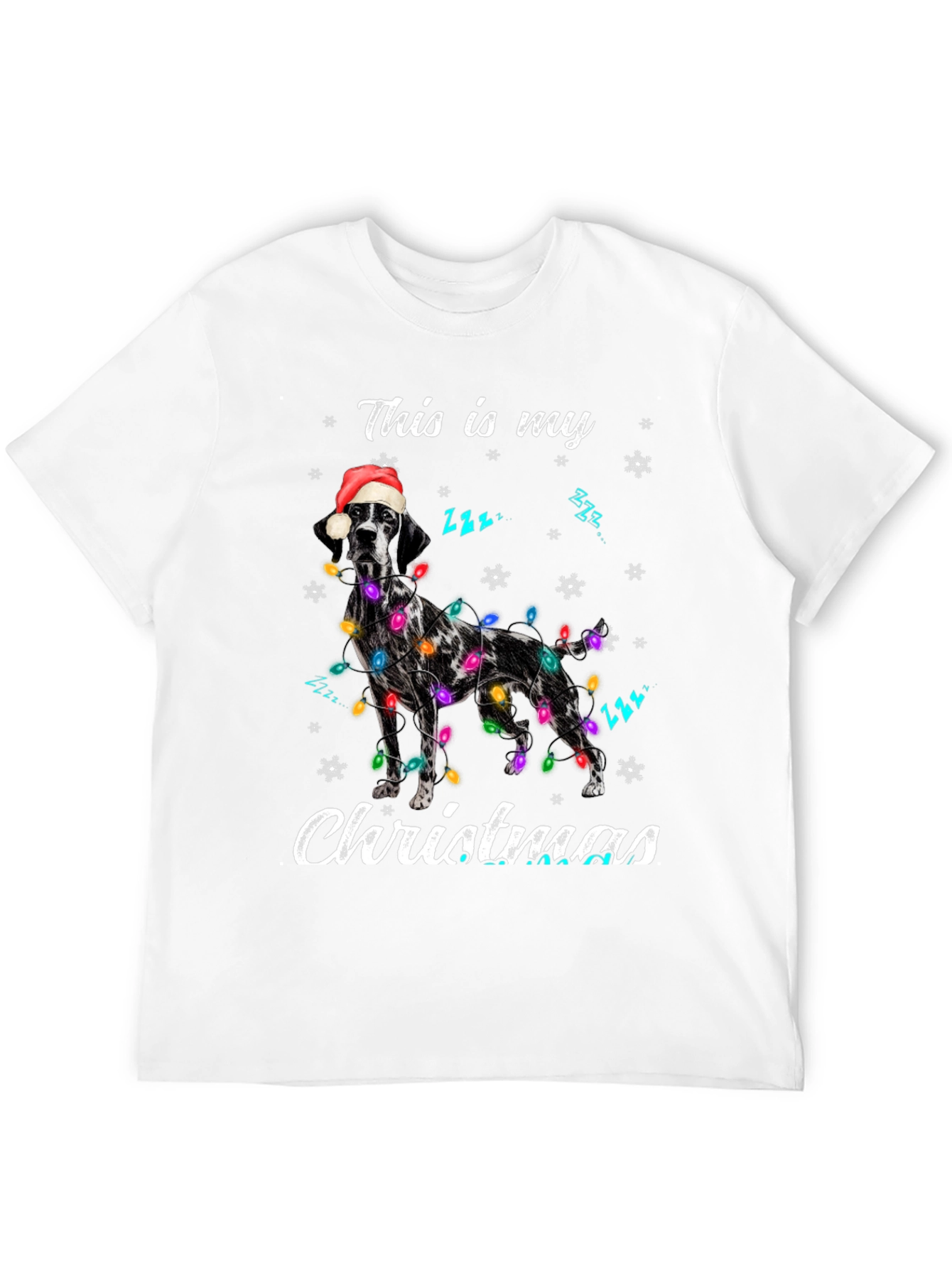 Christmas Dog T-Shirt - Santa Hat & Holiday Lights