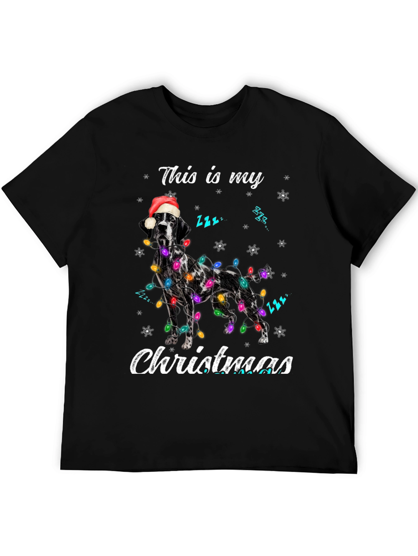 Christmas Dog T-Shirt - Santa Hat & Holiday Lights
