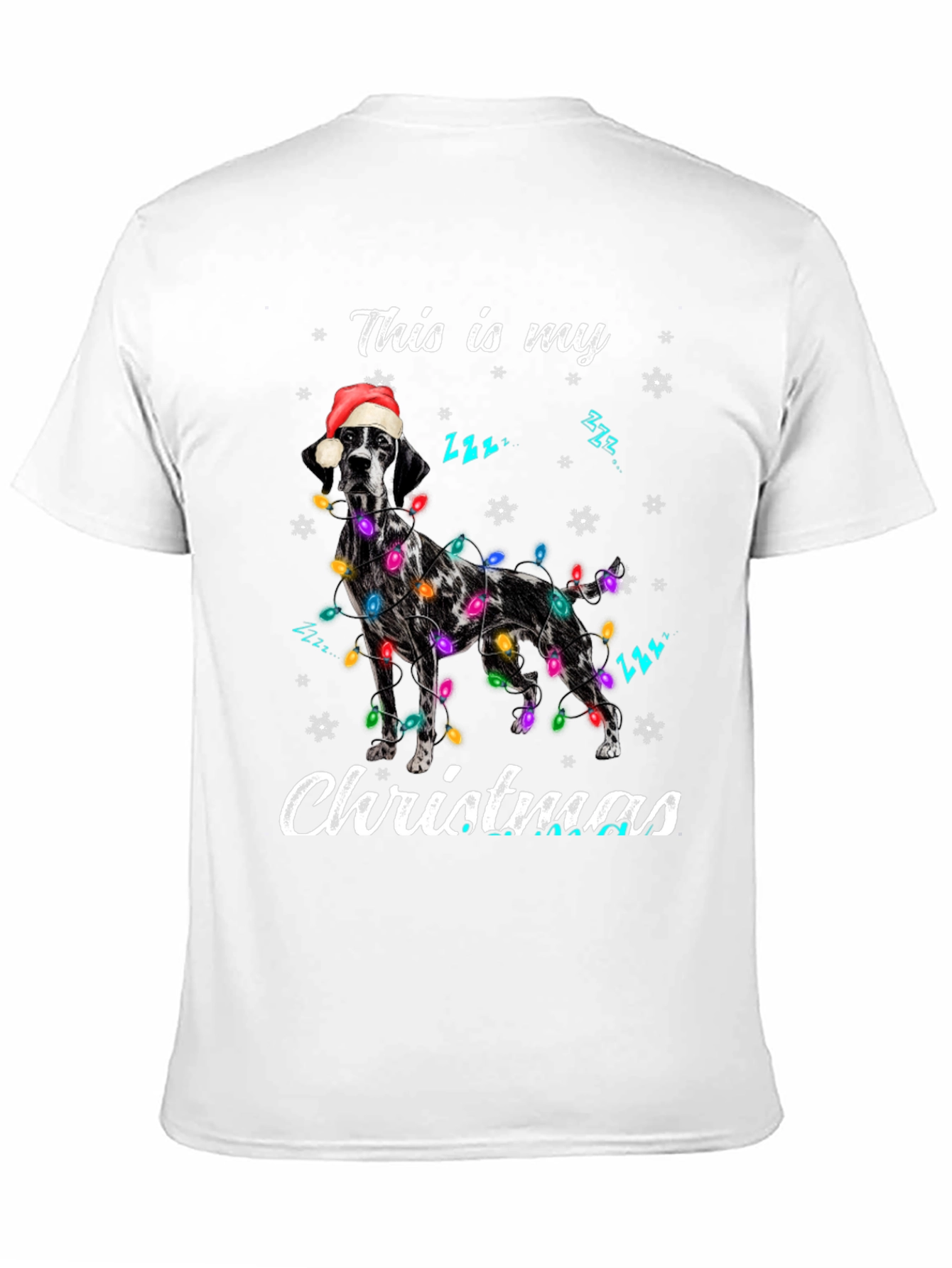 Christmas Dog T-Shirt - Santa Hat & Holiday Lights