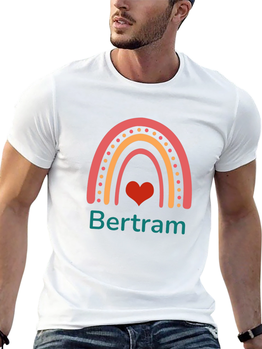 Bertram Rainbow Heart T-Shirt - Personalized Gift