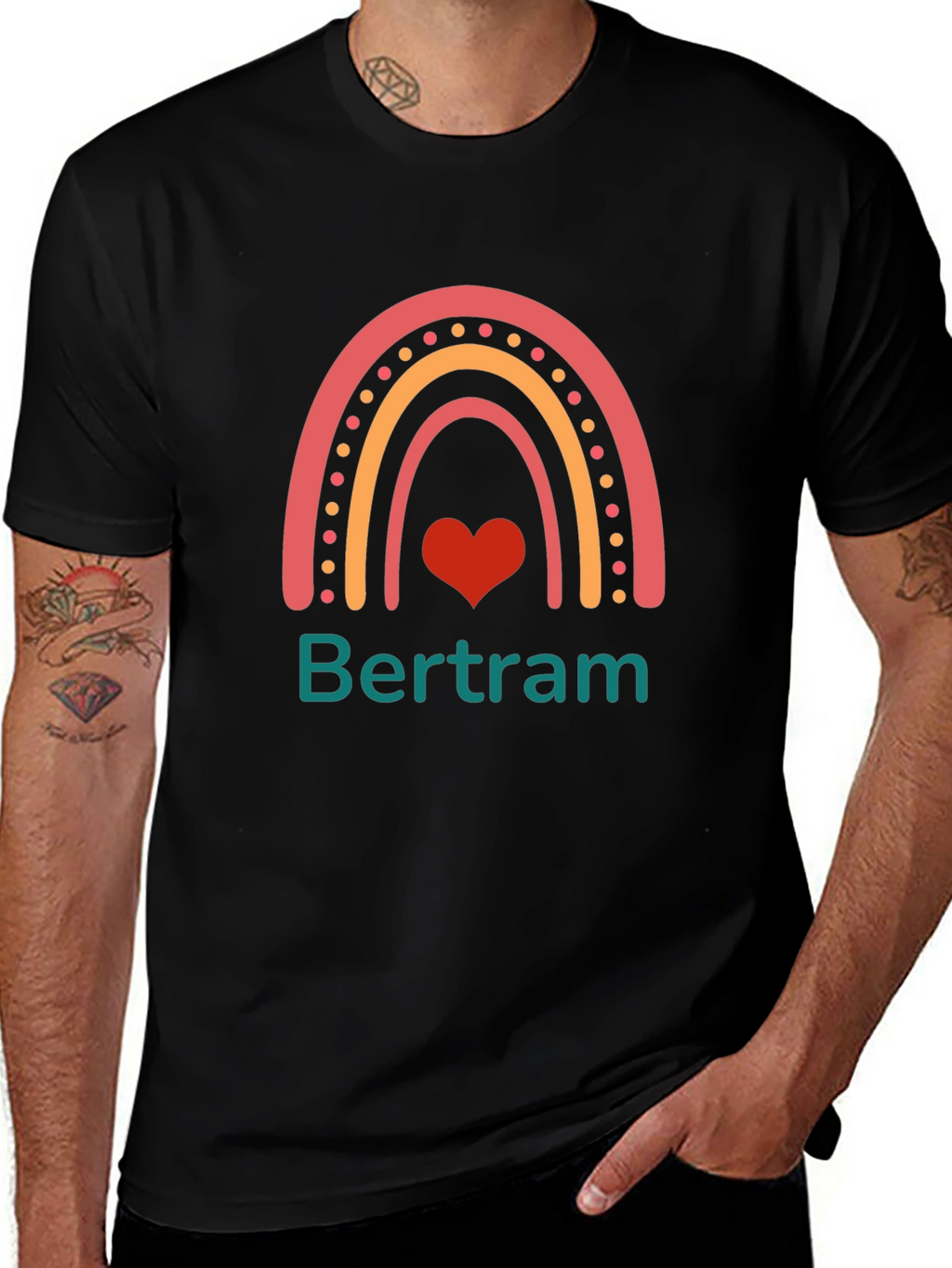 Bertram Rainbow Heart T-Shirt - Personalized Gift