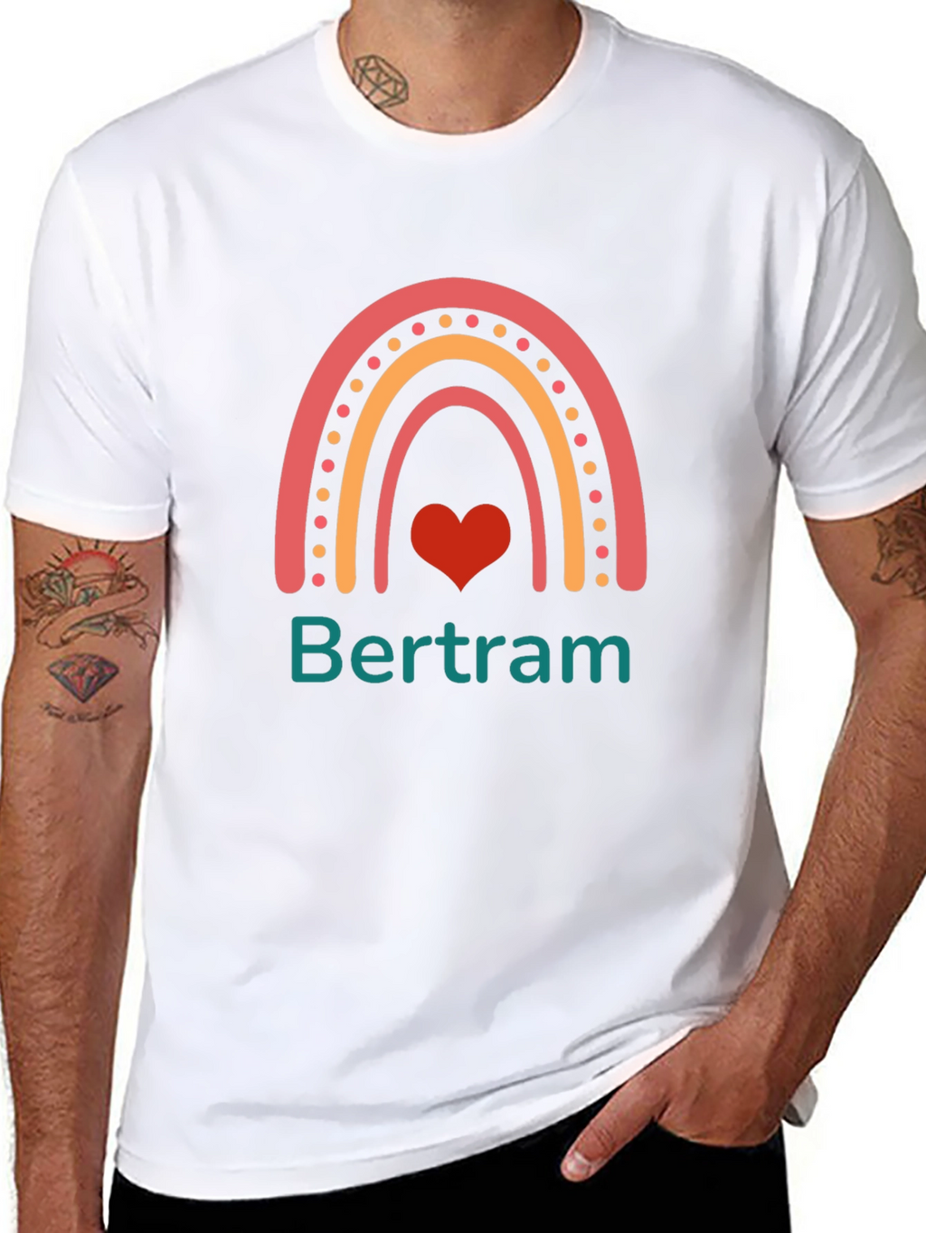 Bertram Rainbow Heart T-Shirt - Personalized Gift