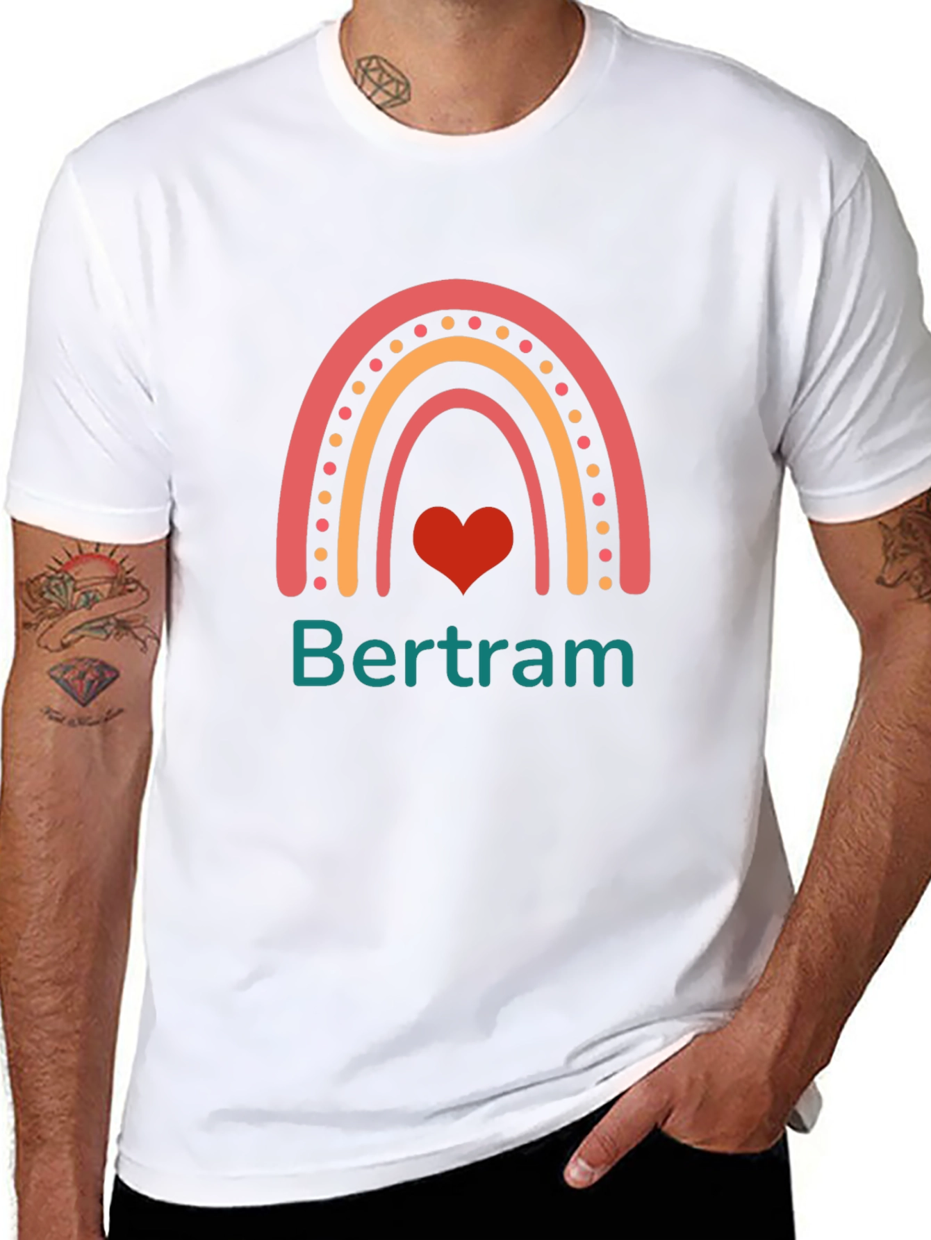 Bertram Rainbow Heart T-Shirt - Personalized Gift