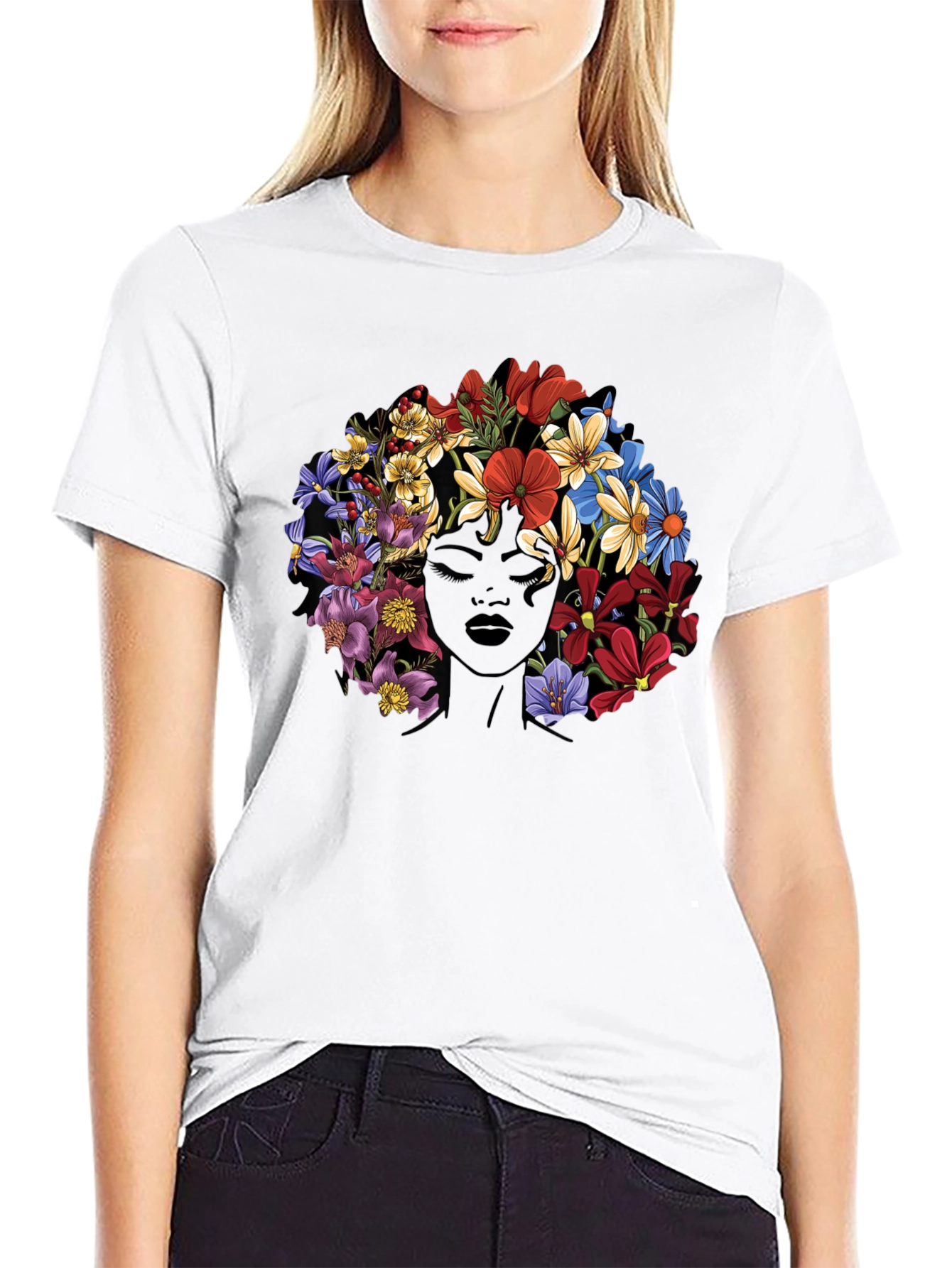 Floral Afro Graphic Tee - Stylish Comfort