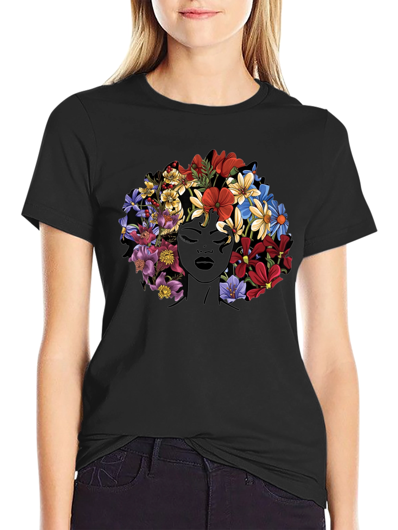 Floral Afro Graphic Tee - Stylish Comfort