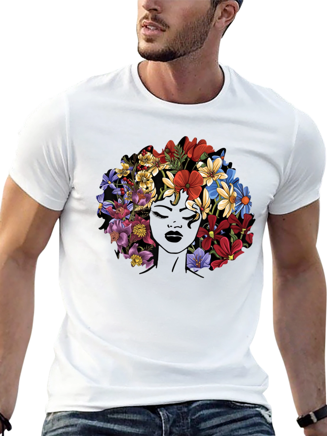 Floral Afro Graphic Tee - Stylish Comfort