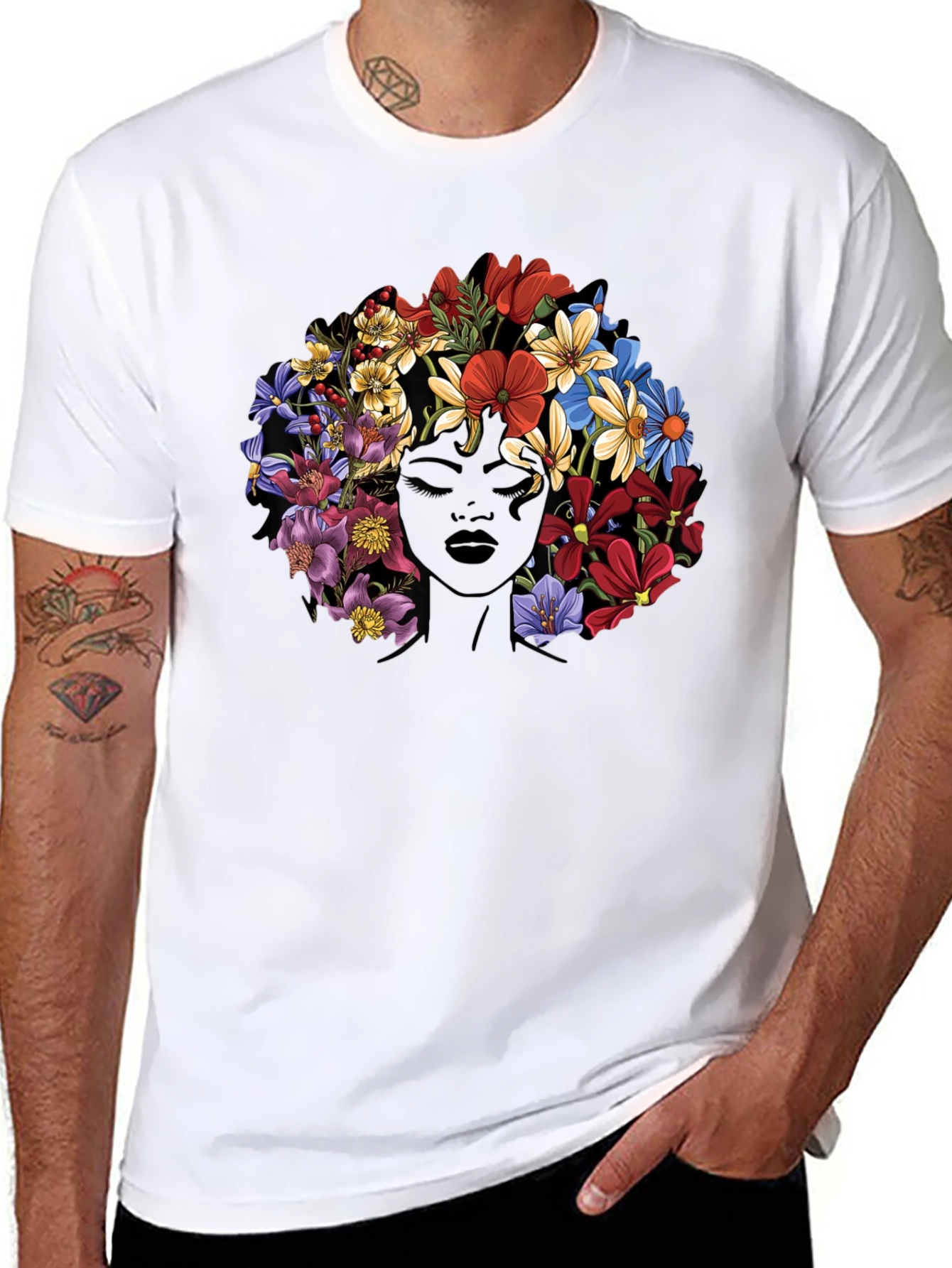 Floral Afro Graphic Tee - Stylish Comfort