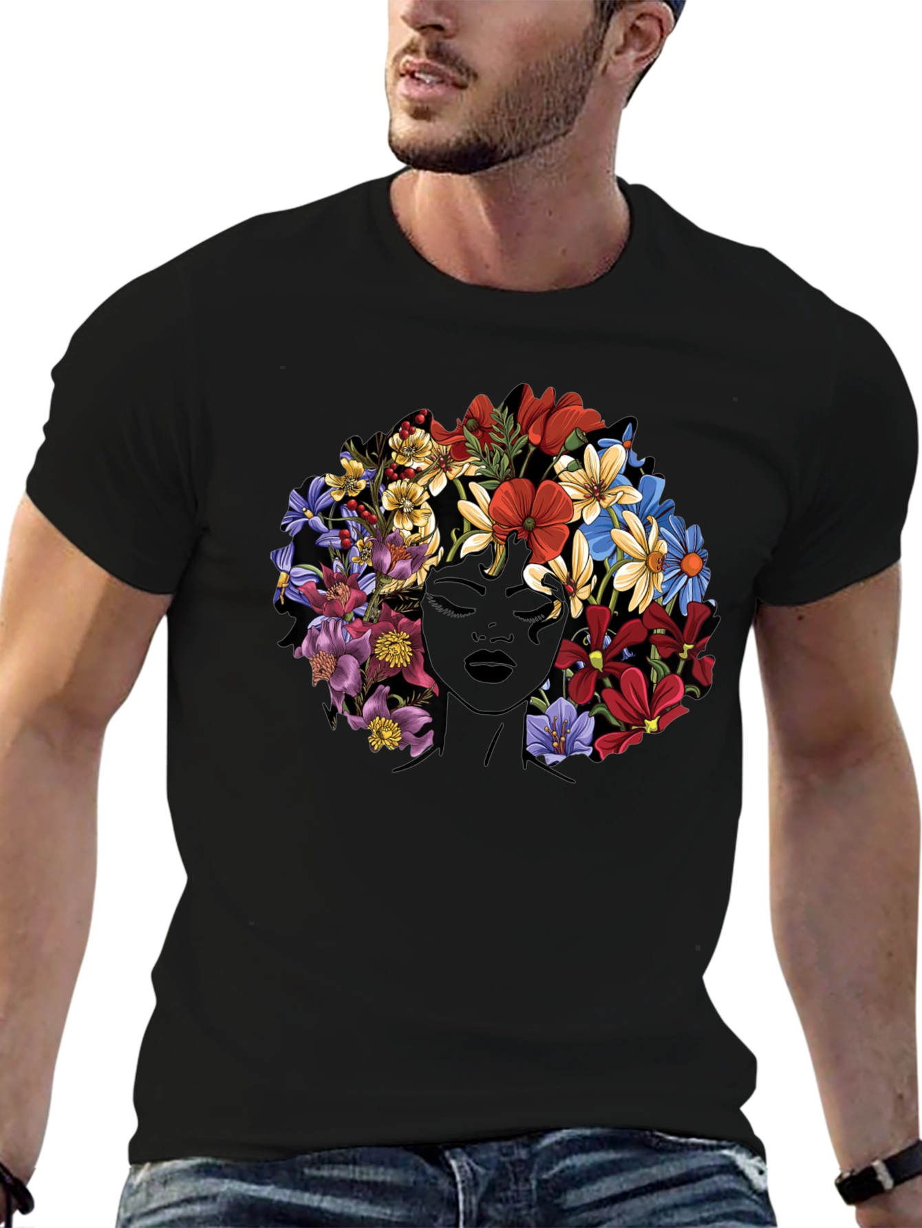 Floral Afro Graphic Tee - Stylish Comfort
