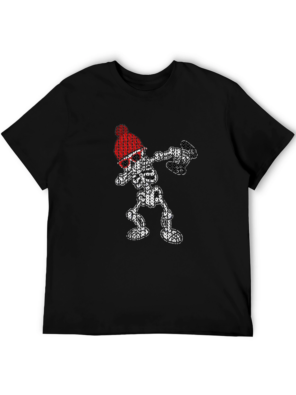 Dabbing Skeleton Knit Design T-Shirt