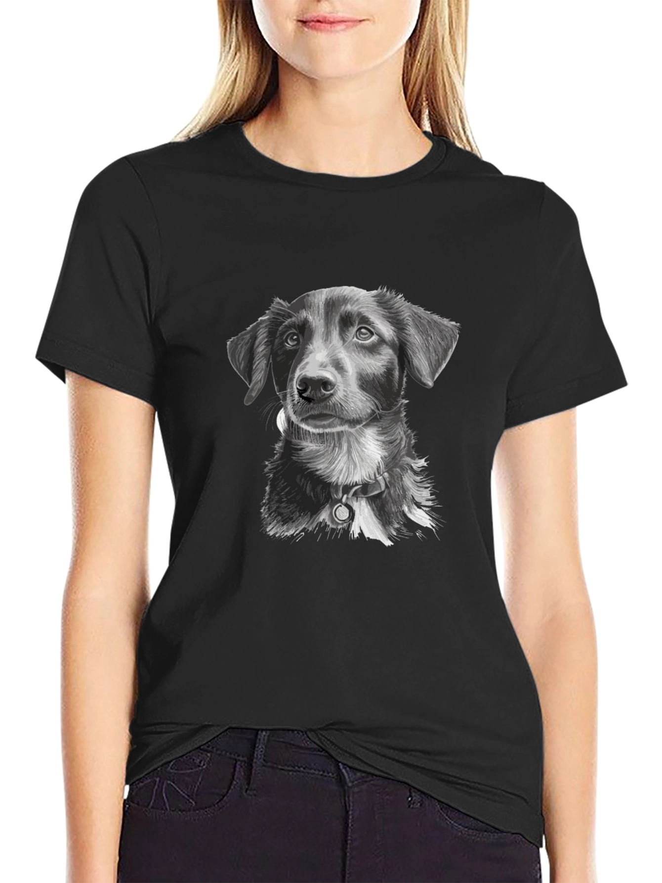 Dog Portrait Graphic Tee - Unisex Black T-Shirt
