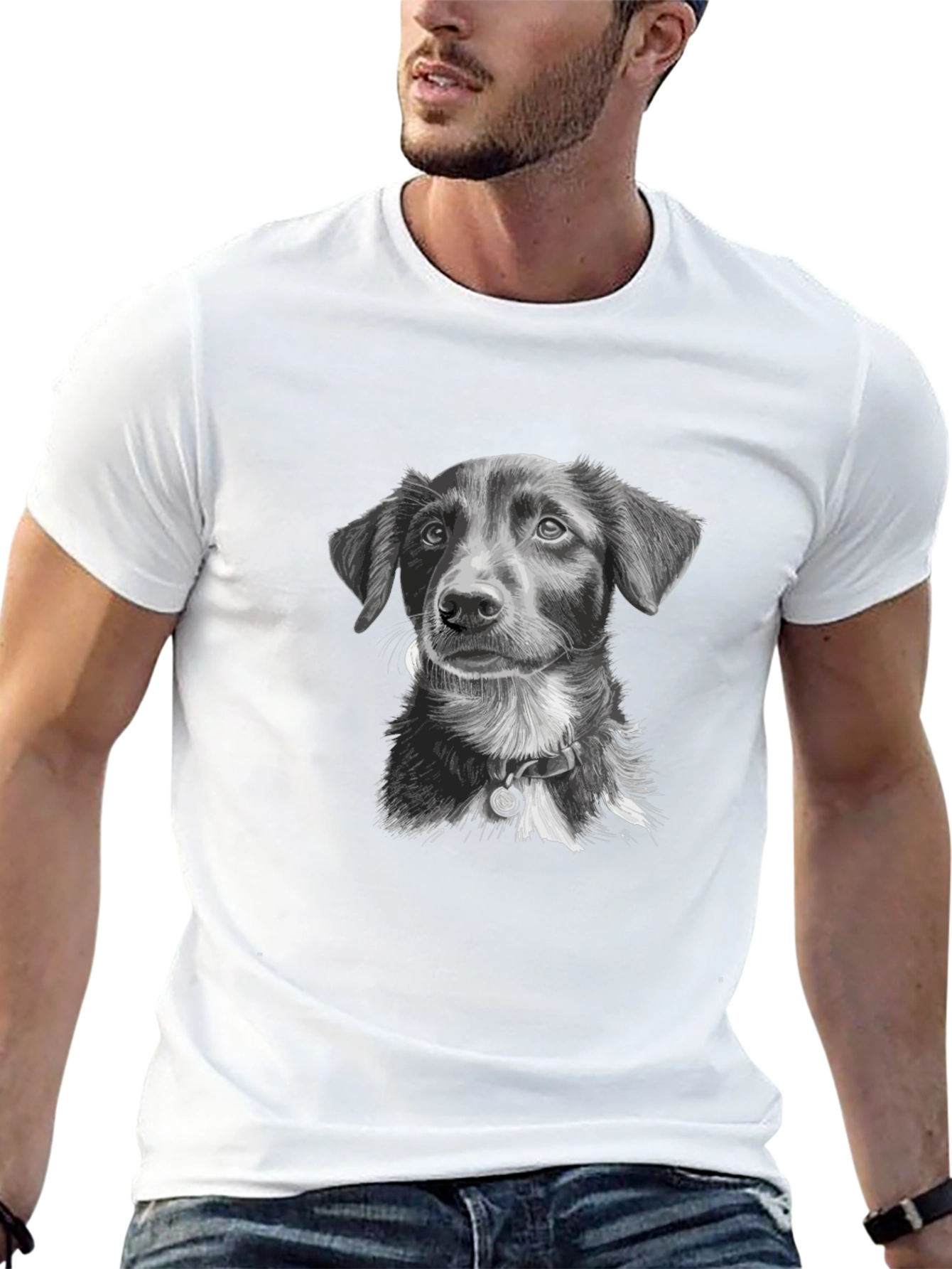 Dog Portrait Graphic Tee - Unisex Black T-Shirt