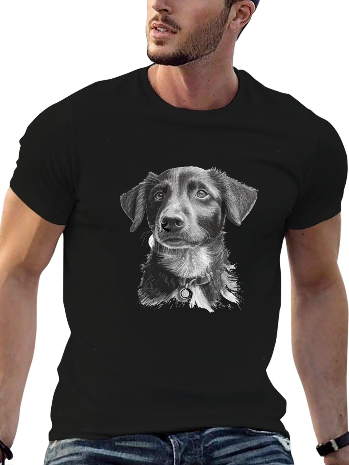 Dog Portrait Graphic Tee - Unisex Black T-Shirt