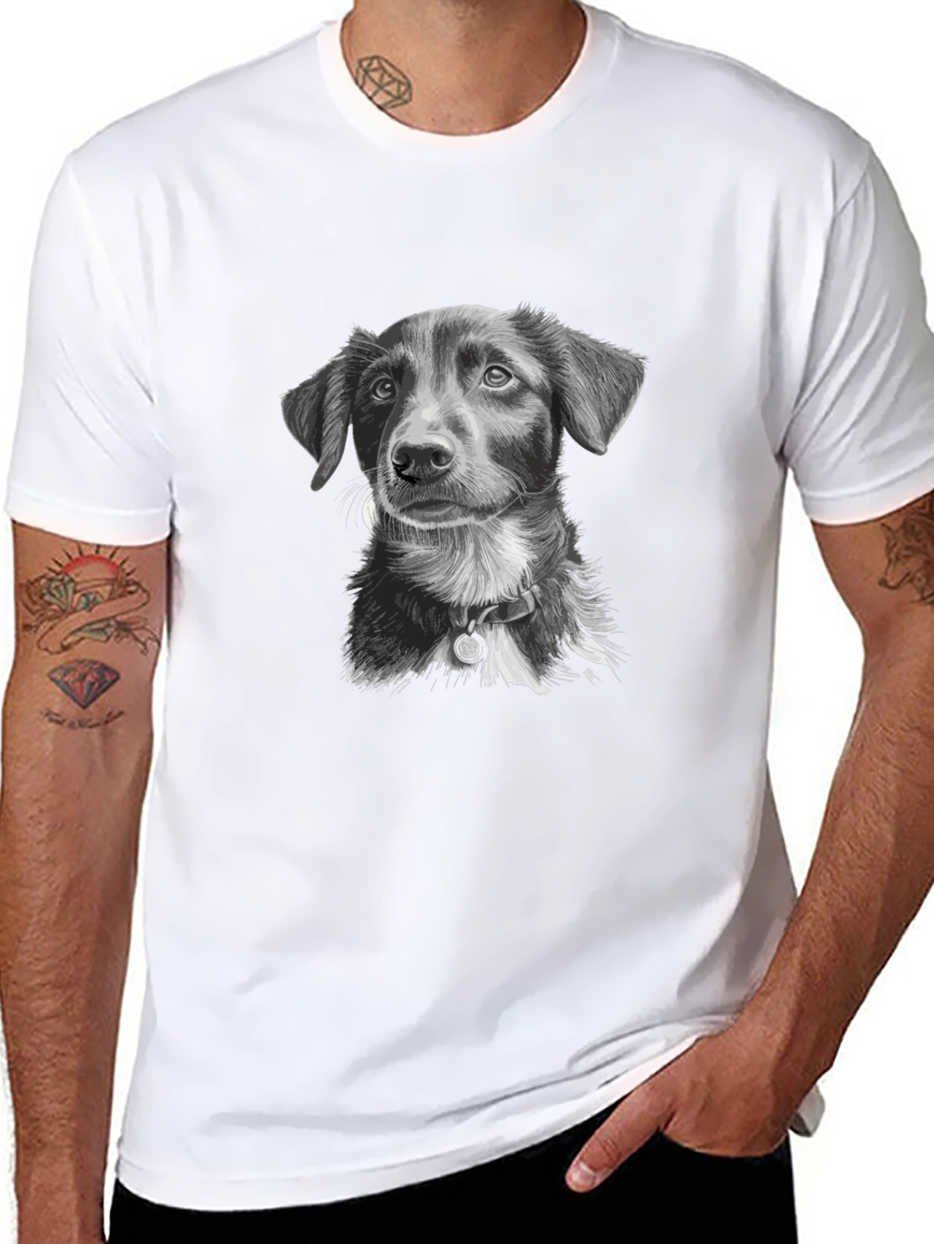 Dog Portrait Graphic Tee - Unisex Black T-Shirt