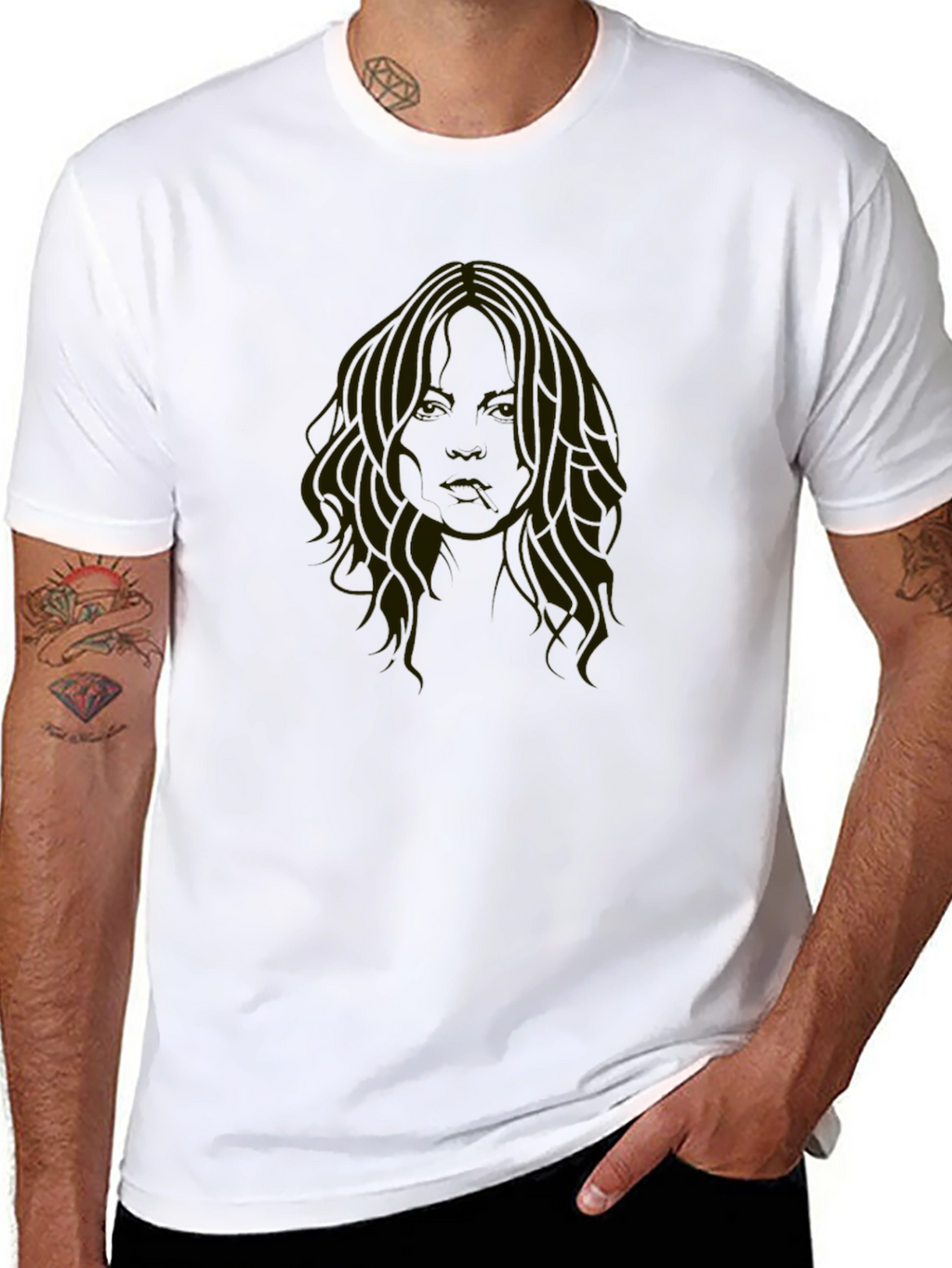 Black T-Shirt with Face Print