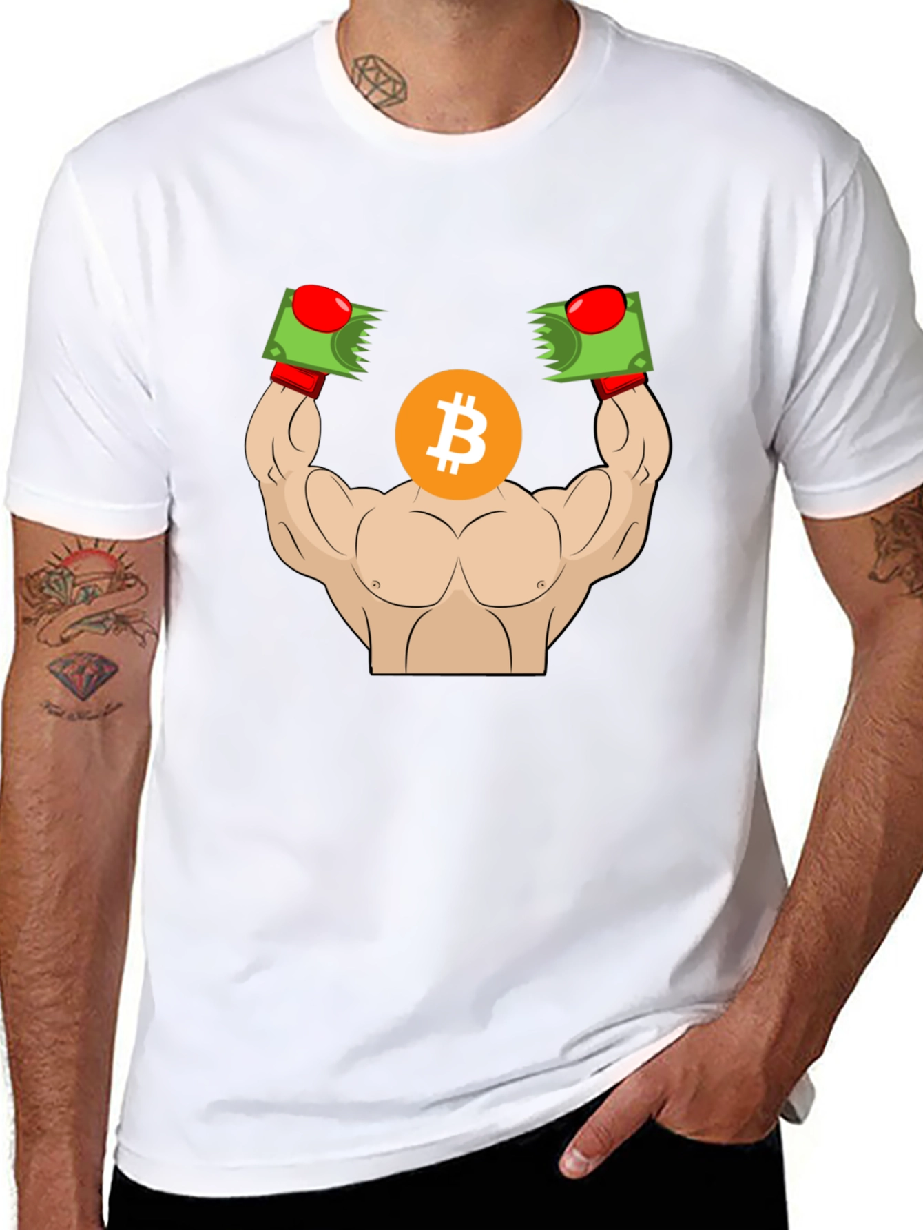 Bitcoin Bodybuilder Graphic T-Shirt - Crypto HODL!