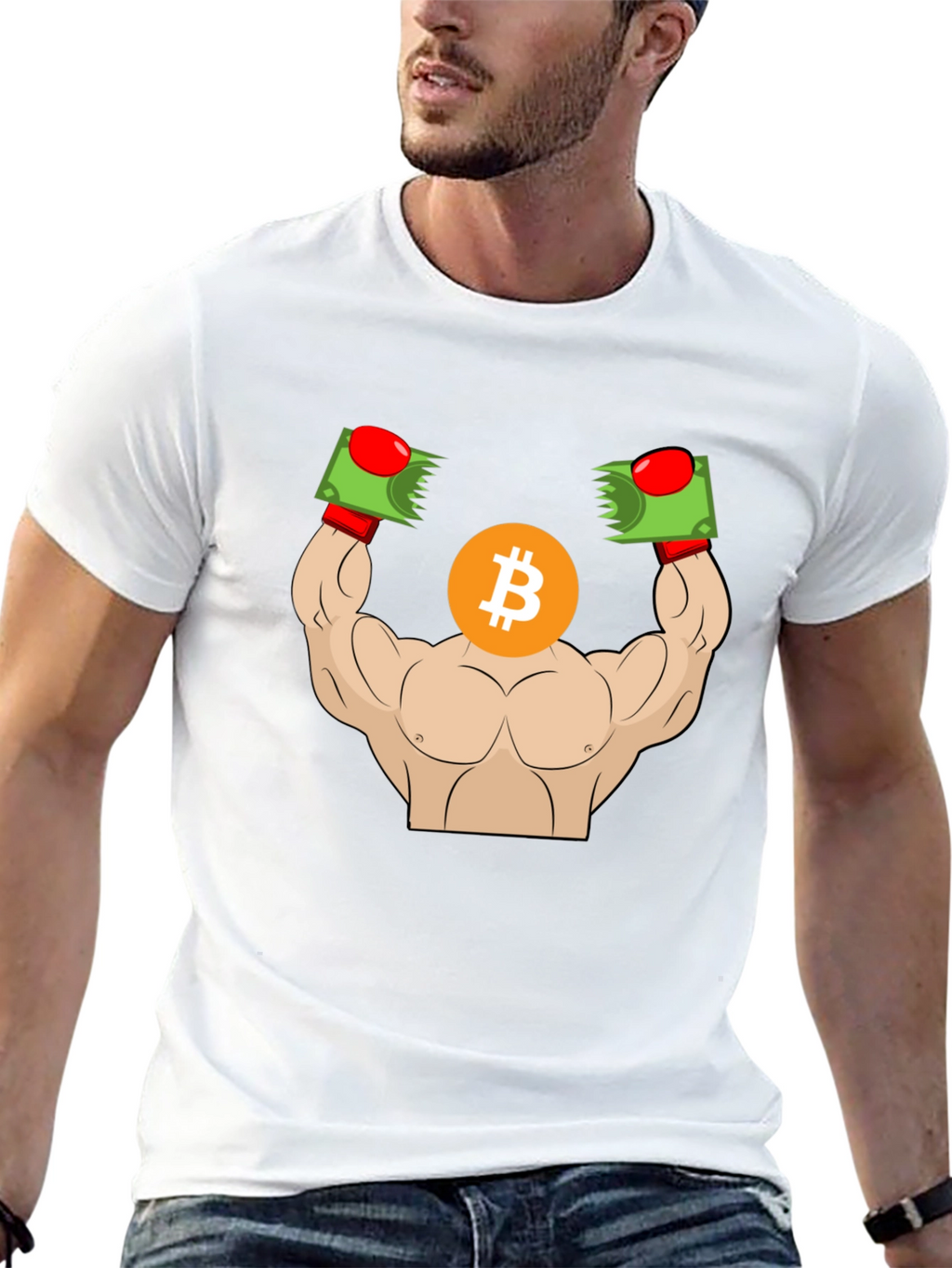Bitcoin Bodybuilder Graphic T-Shirt - Crypto HODL!