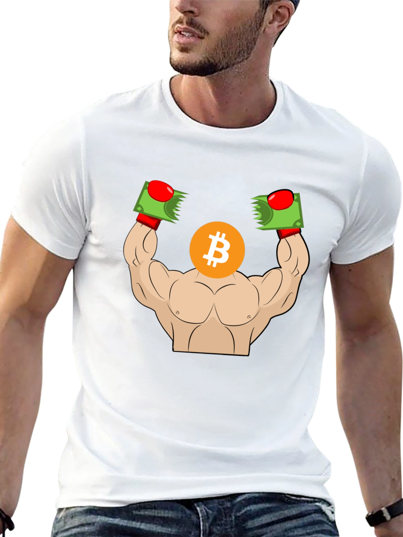 Bitcoin Bodybuilder Graphic T-Shirt - Crypto HODL!