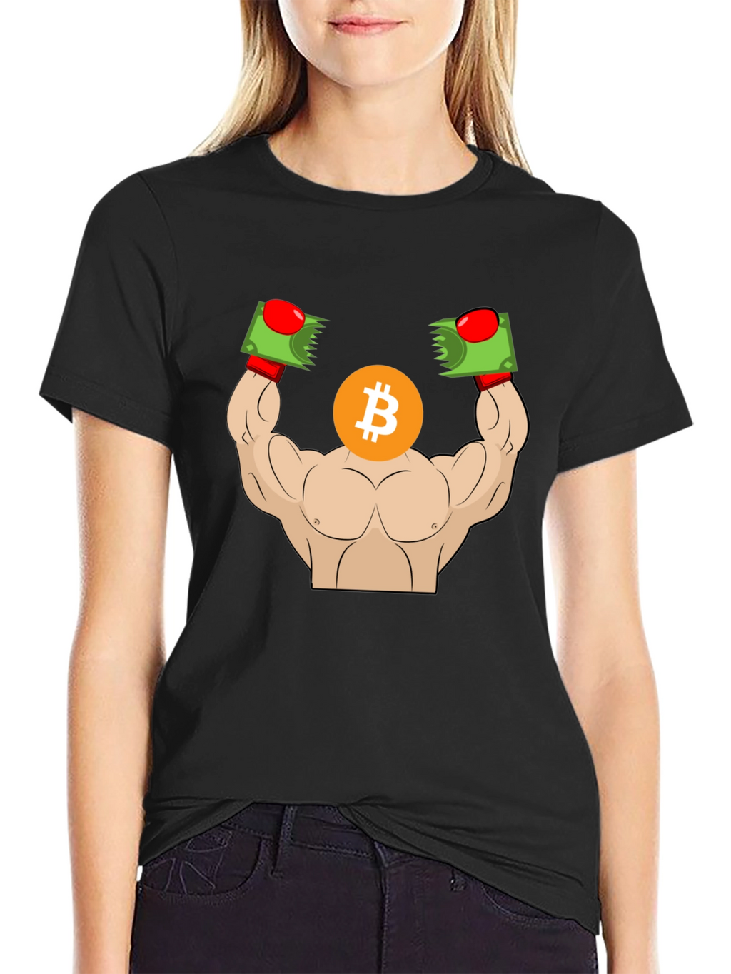 Bitcoin Bodybuilder Graphic T-Shirt - Crypto HODL!