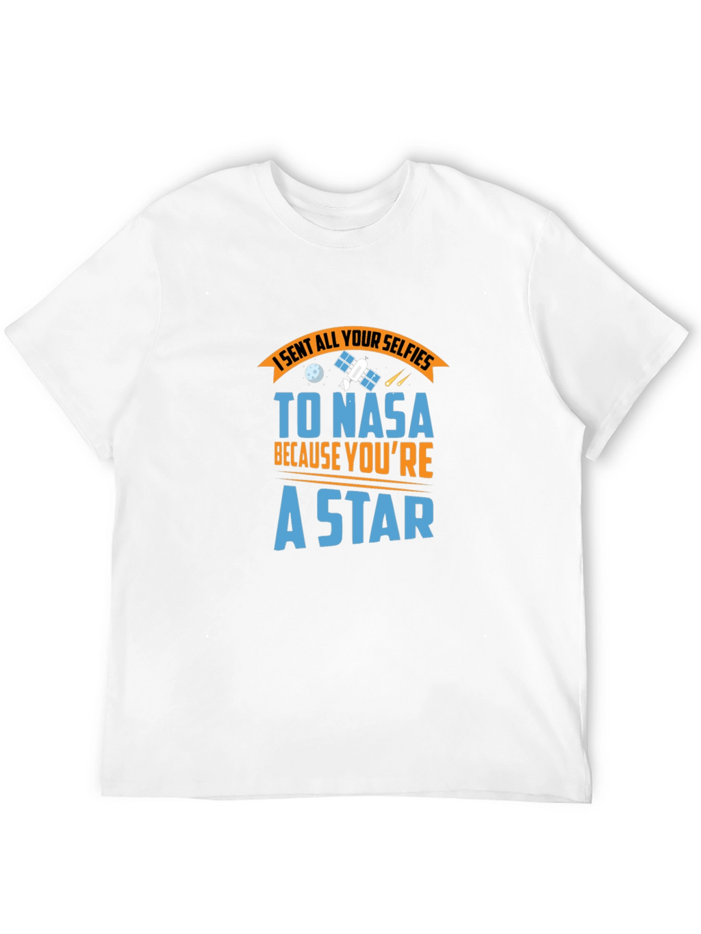 NASA Star Selfie Black Cotton Graphic Tee