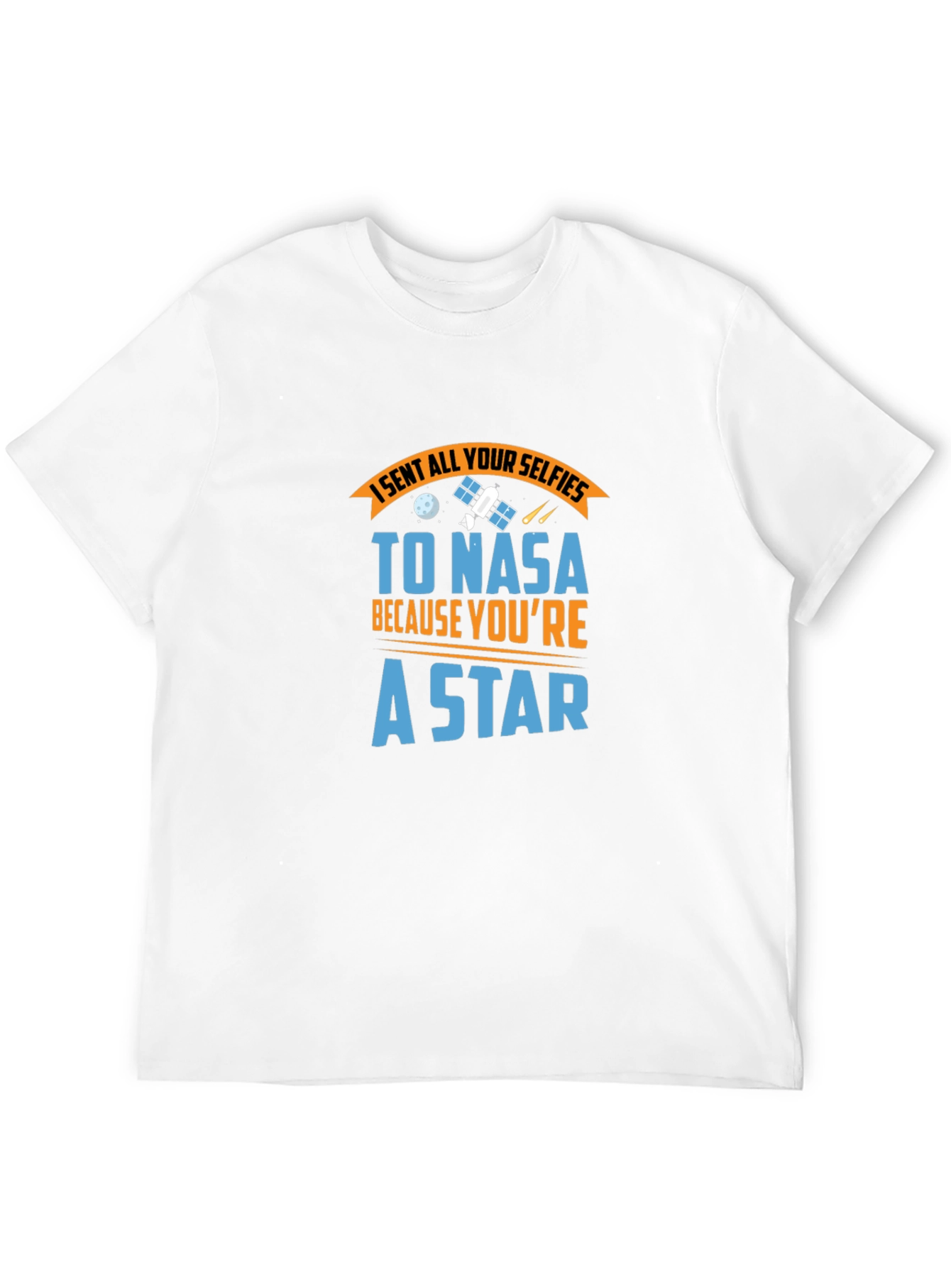 NASA Star Selfie Black Cotton Graphic Tee