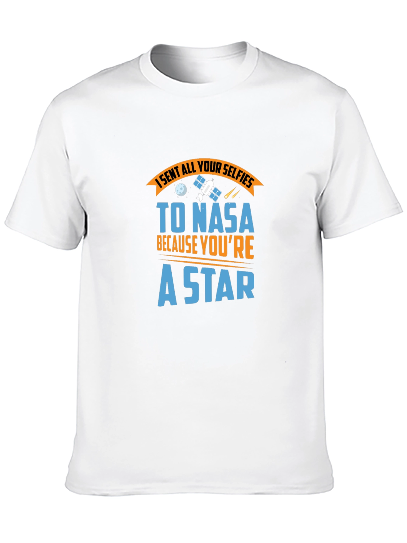 NASA Star Selfie Black Cotton Graphic Tee