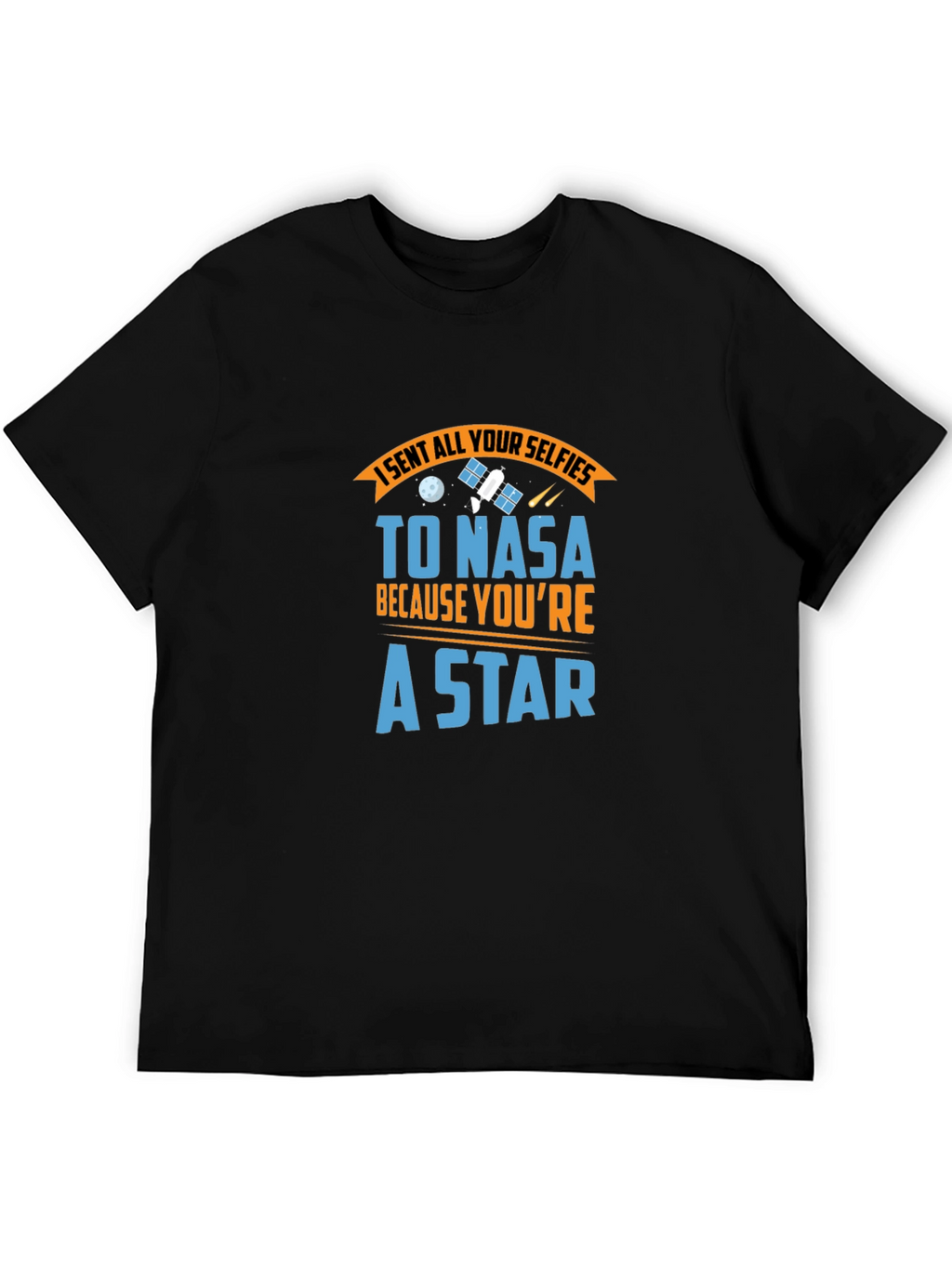 NASA Star Selfie Black Cotton Graphic Tee