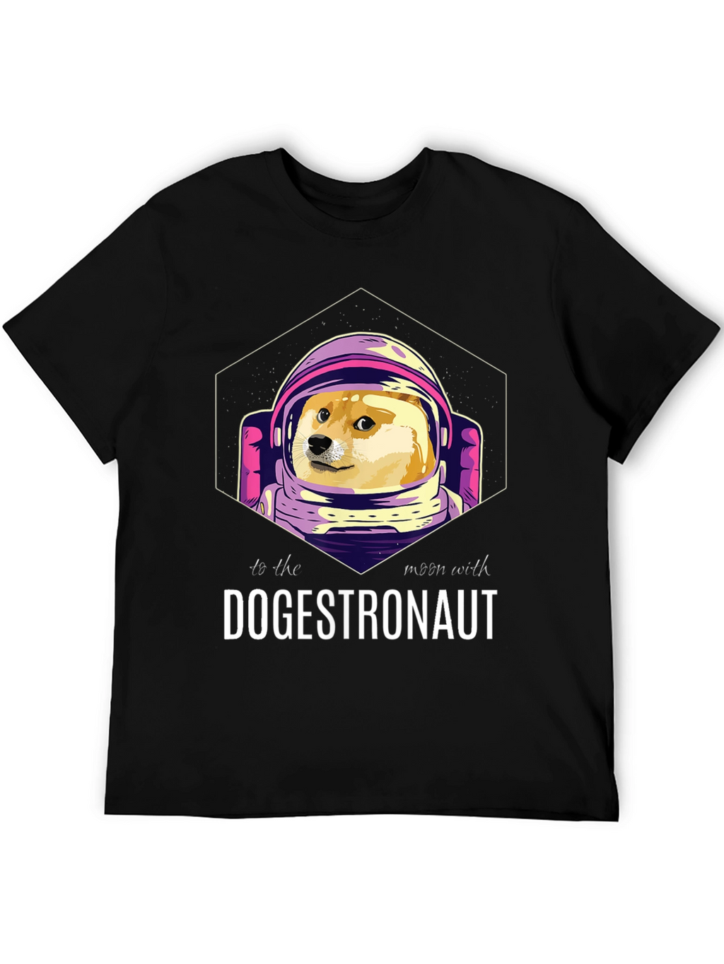 Dogestronaut Black T-Shirt: To the Moon!