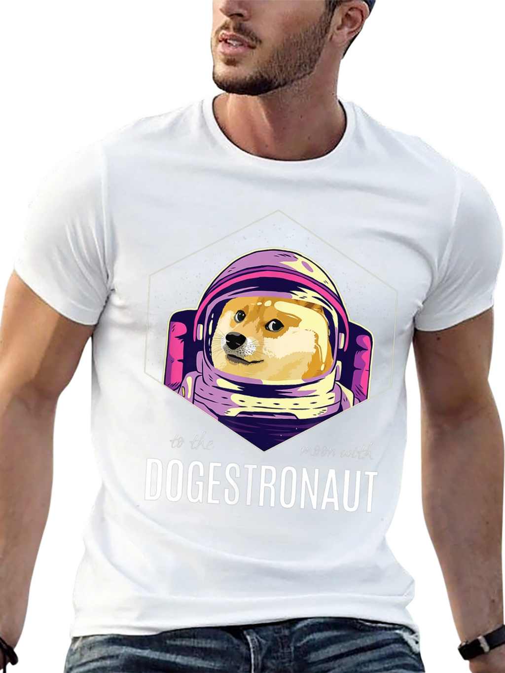 Dogestronaut Black T-Shirt: To the Moon!