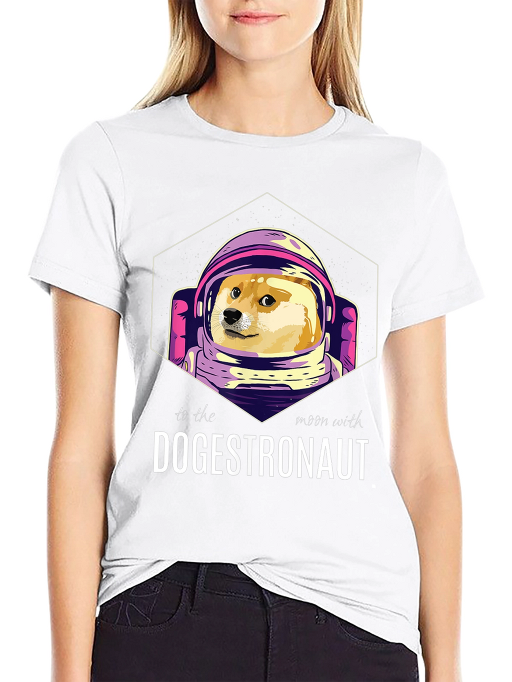 Dogestronaut Black T-Shirt: To the Moon!