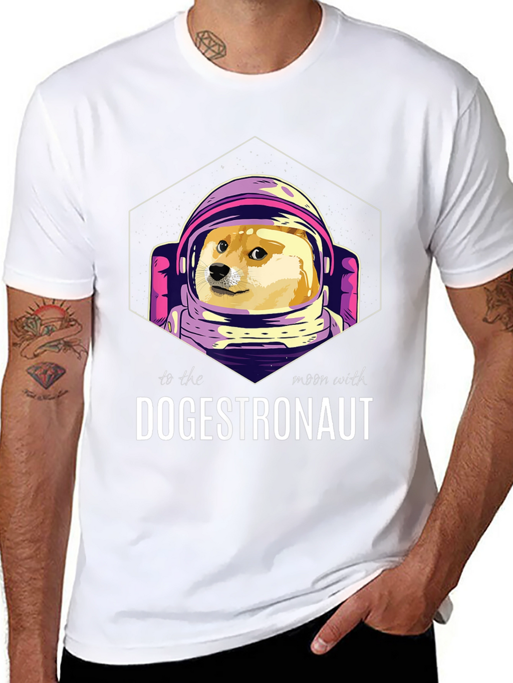 Dogestronaut Black T-Shirt: To the Moon!