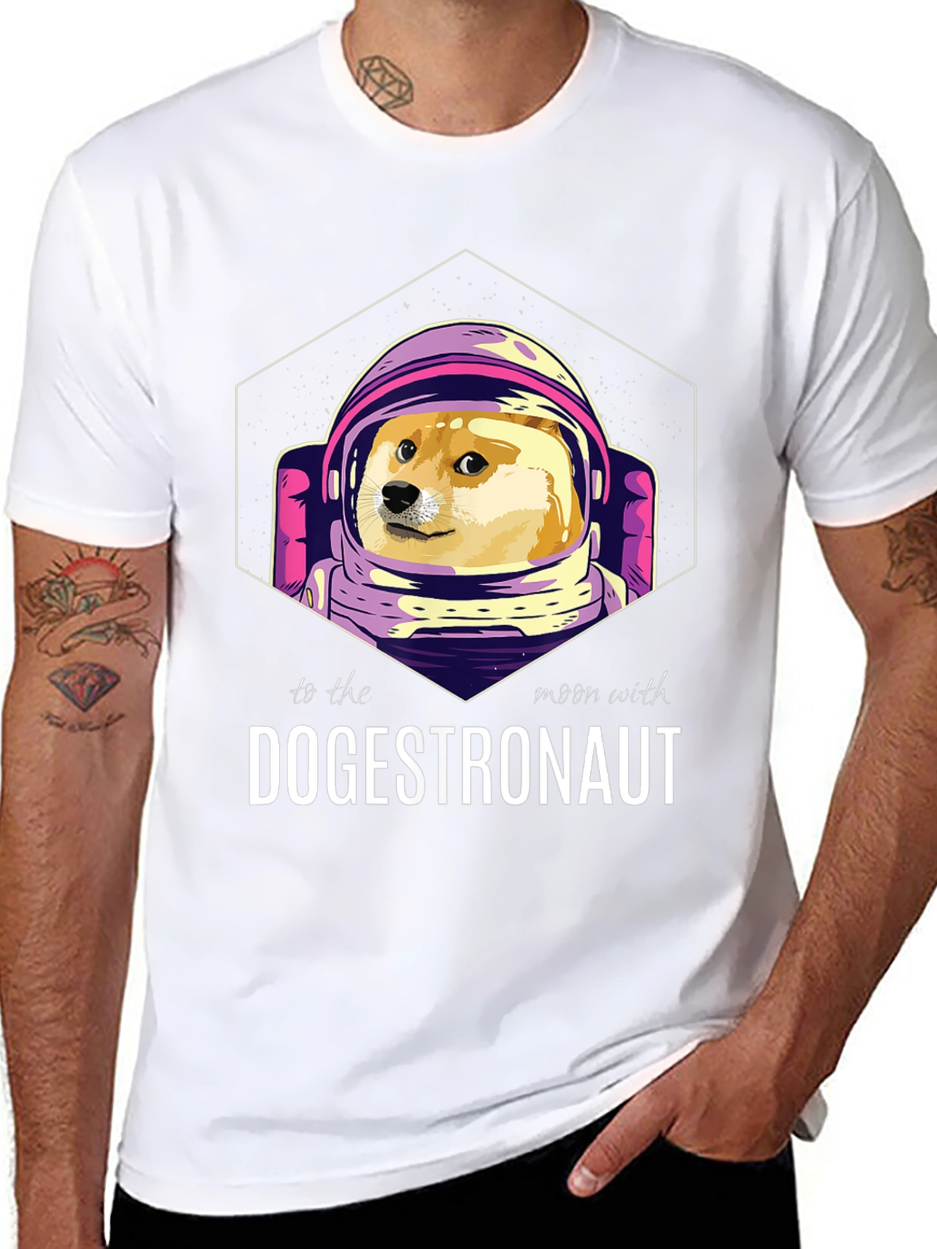 Dogestronaut Black T-Shirt: To the Moon!