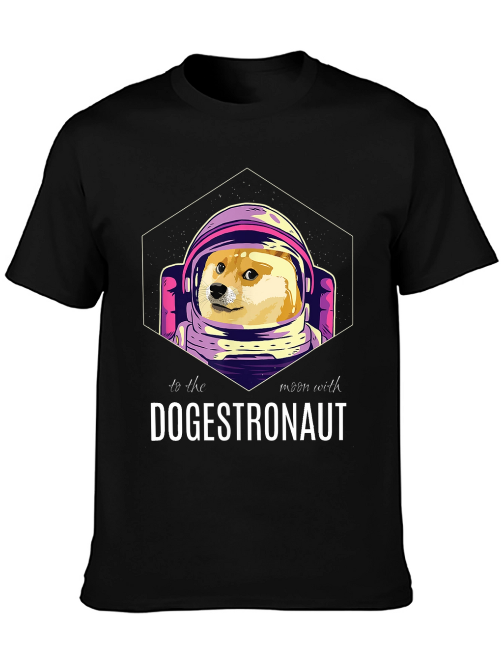 Dogestronaut Black T-Shirt: To the Moon!