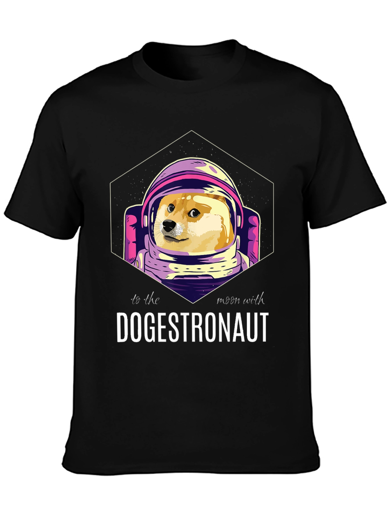 Dogestronaut Black T-Shirt: To the Moon!