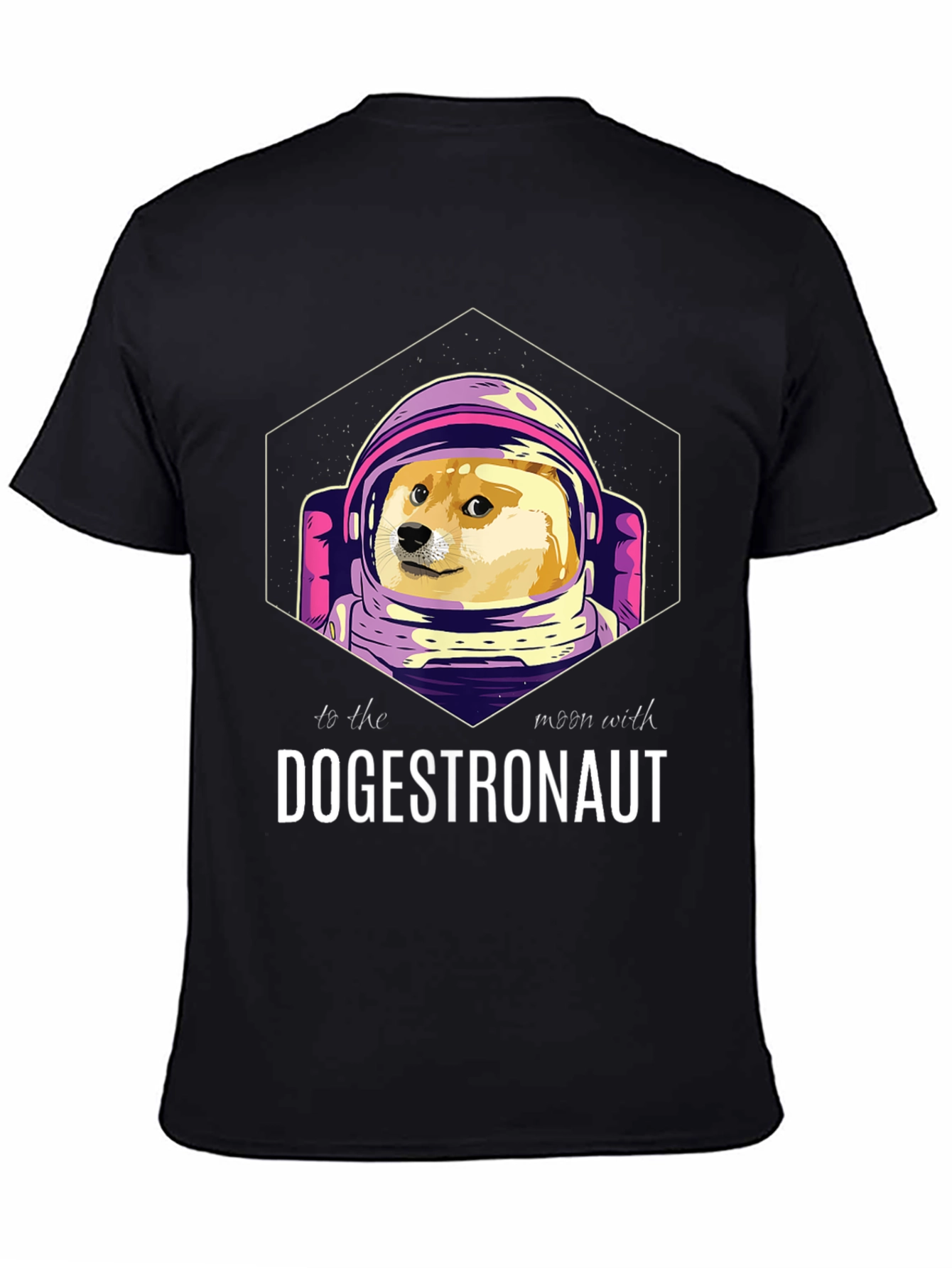 Dogestronaut Black T-Shirt: To the Moon!