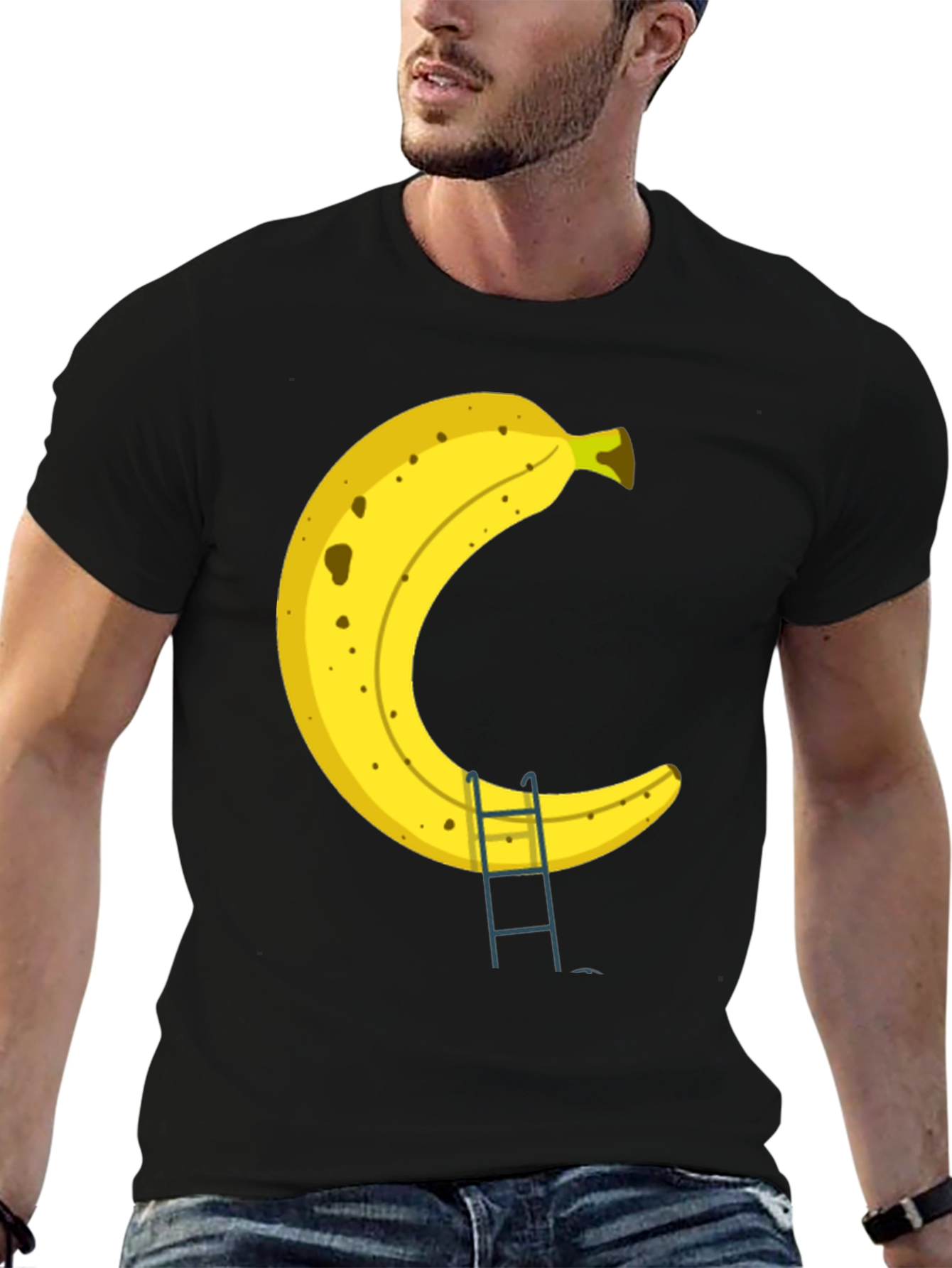 Banana Ladder Black T-Shirt - Funny Fruit Graphic Tee