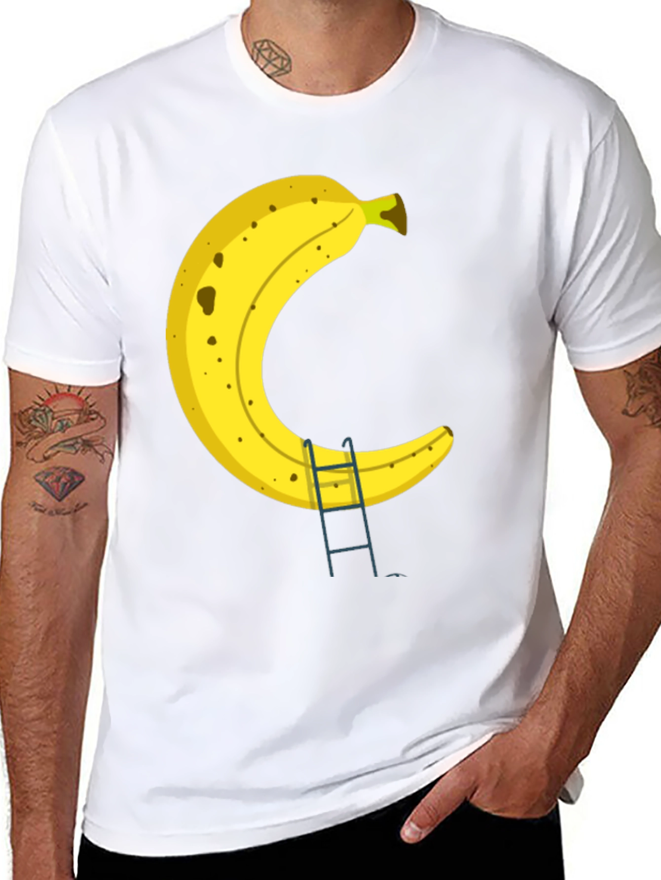 Banana Ladder Black T-Shirt - Funny Fruit Graphic Tee