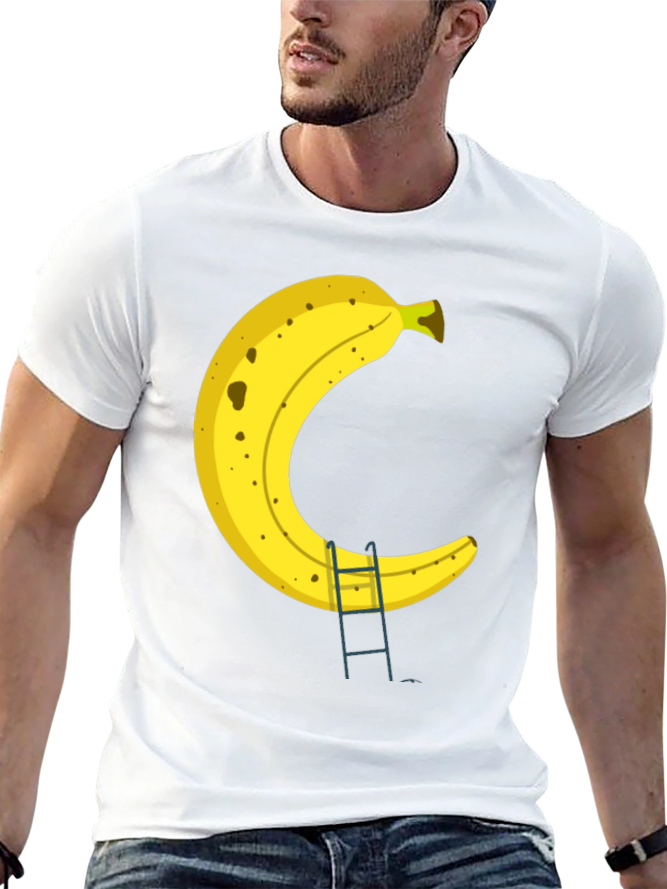 Banana Ladder Black T-Shirt - Funny Fruit Graphic Tee