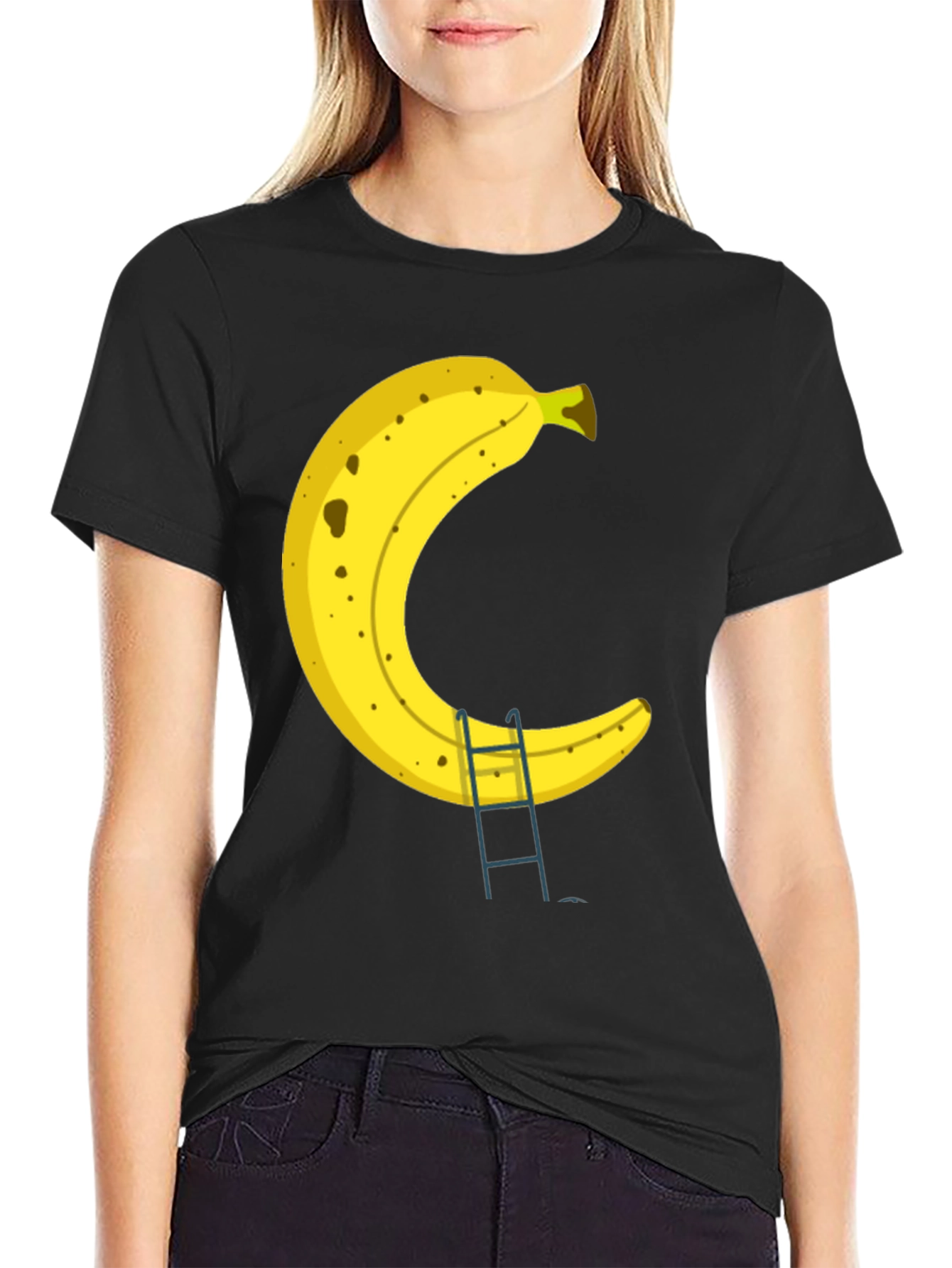 Banana Ladder Black T-Shirt - Funny Fruit Graphic Tee
