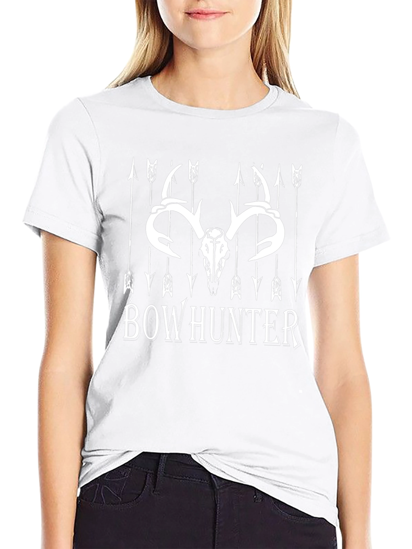 Bow Hunter T-Shirt - Deer Skull and Arrows Design